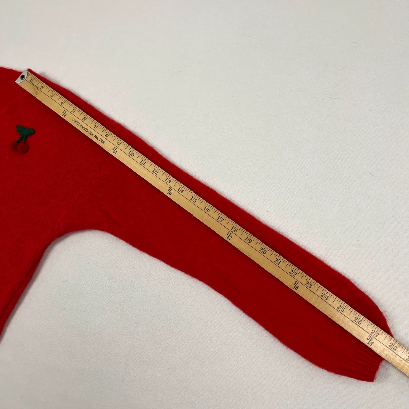 Vintage Bellerina Sweater Women M Red Paris Crop Cherries Mohair Wool Blend Jumper Size M / US 6-8 / IT 42-44 - 7 Thumbnail