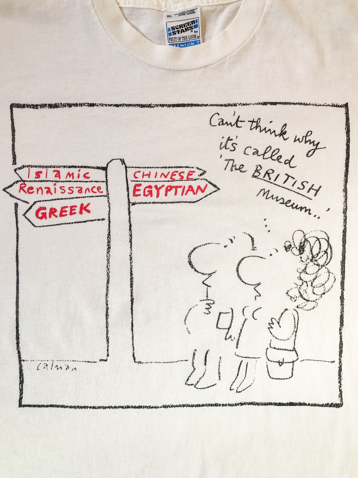 Vintage 90s Single Stitch 'British Museum' Sarcasm T-Shirt Size US XL / EU 56 / 4 - 3 Thumbnail