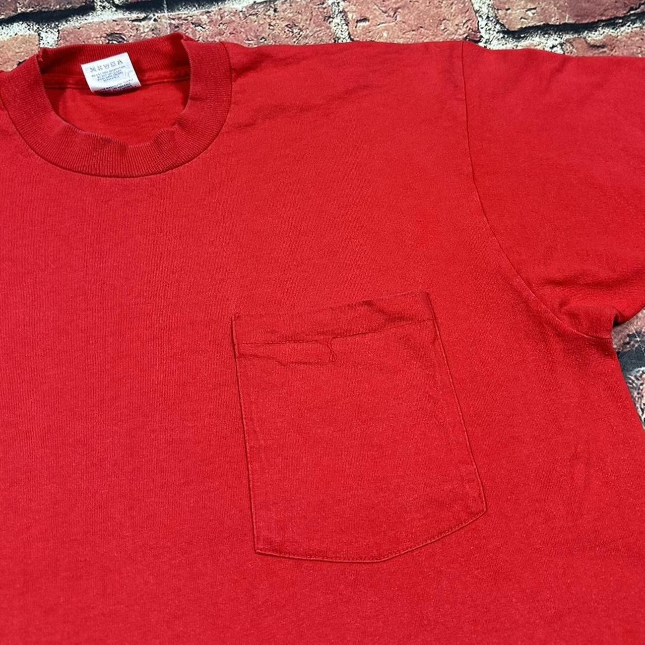 Other Vintage BVD Blank Red Pocket T-Shirt Single Stitch USA 90s Size US L / EU 52-54 / 3 - 4 Thumbnail