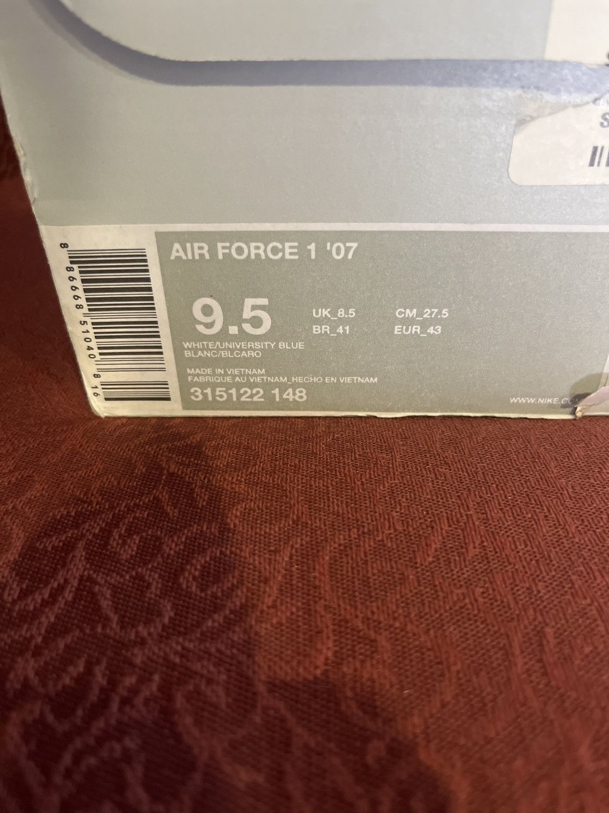 Nike Air Force 1 ‘07 ‘University Blue Size US 9.5 / EU 42-43 - 5 Thumbnail