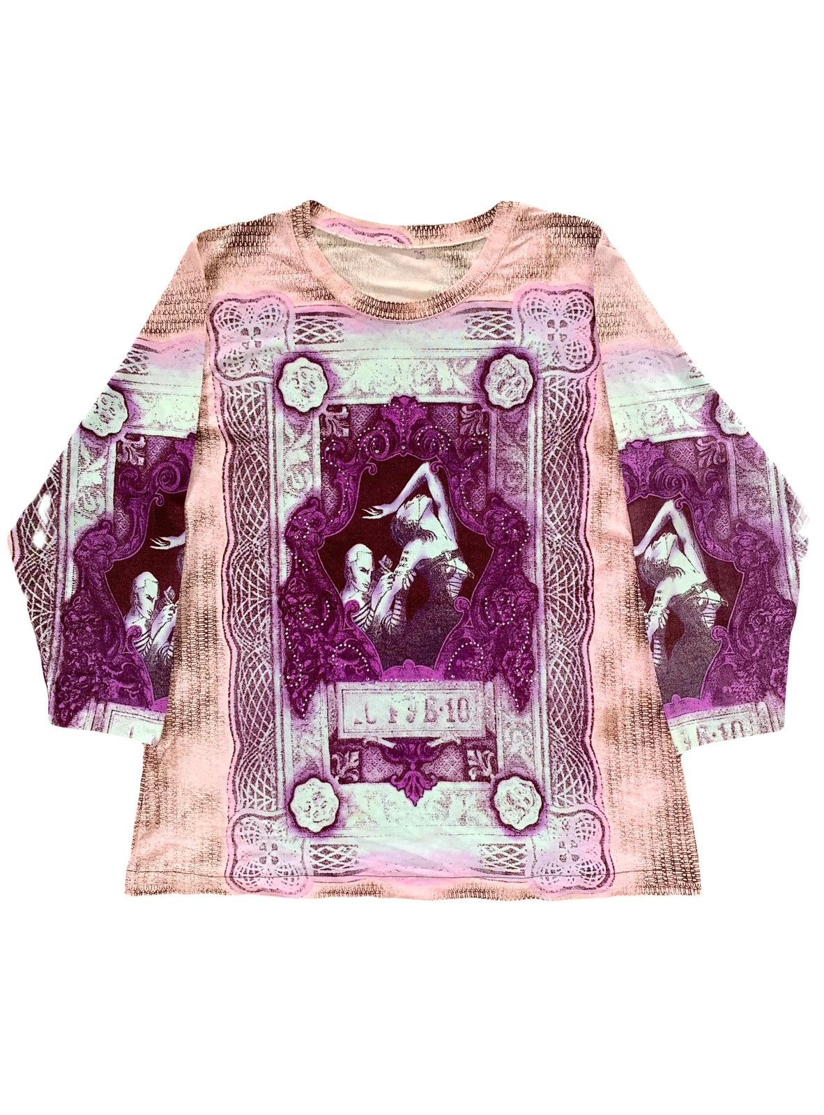 image of Beauty Beast x If Six Was Nine Unknown Jean Paul Gaultier Inspired Mesh Top in Purple Pink (Size Me