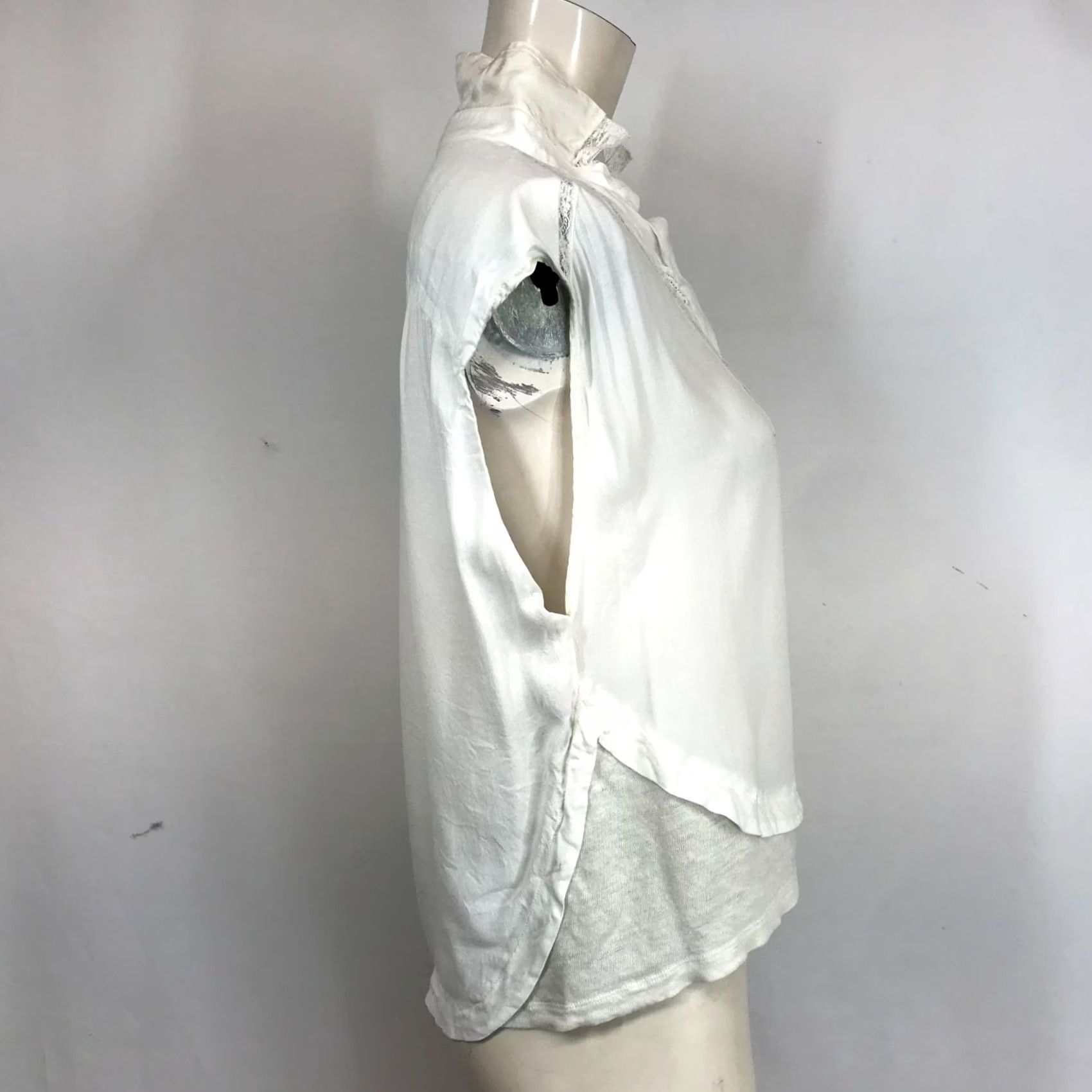 Maje MAJE Blouse Women's 1 White Sleeveless V-Neck Collared Layered Boho Top Size XS / US 0-2 / IT 36-38 - 4 Thumbnail
