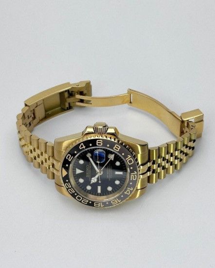 Japanese Brand Seiko Mod GMT-Master 2 Zombie Jubilee Full Gold Steel Watch Size ONE SIZE - 6 Thumbnail