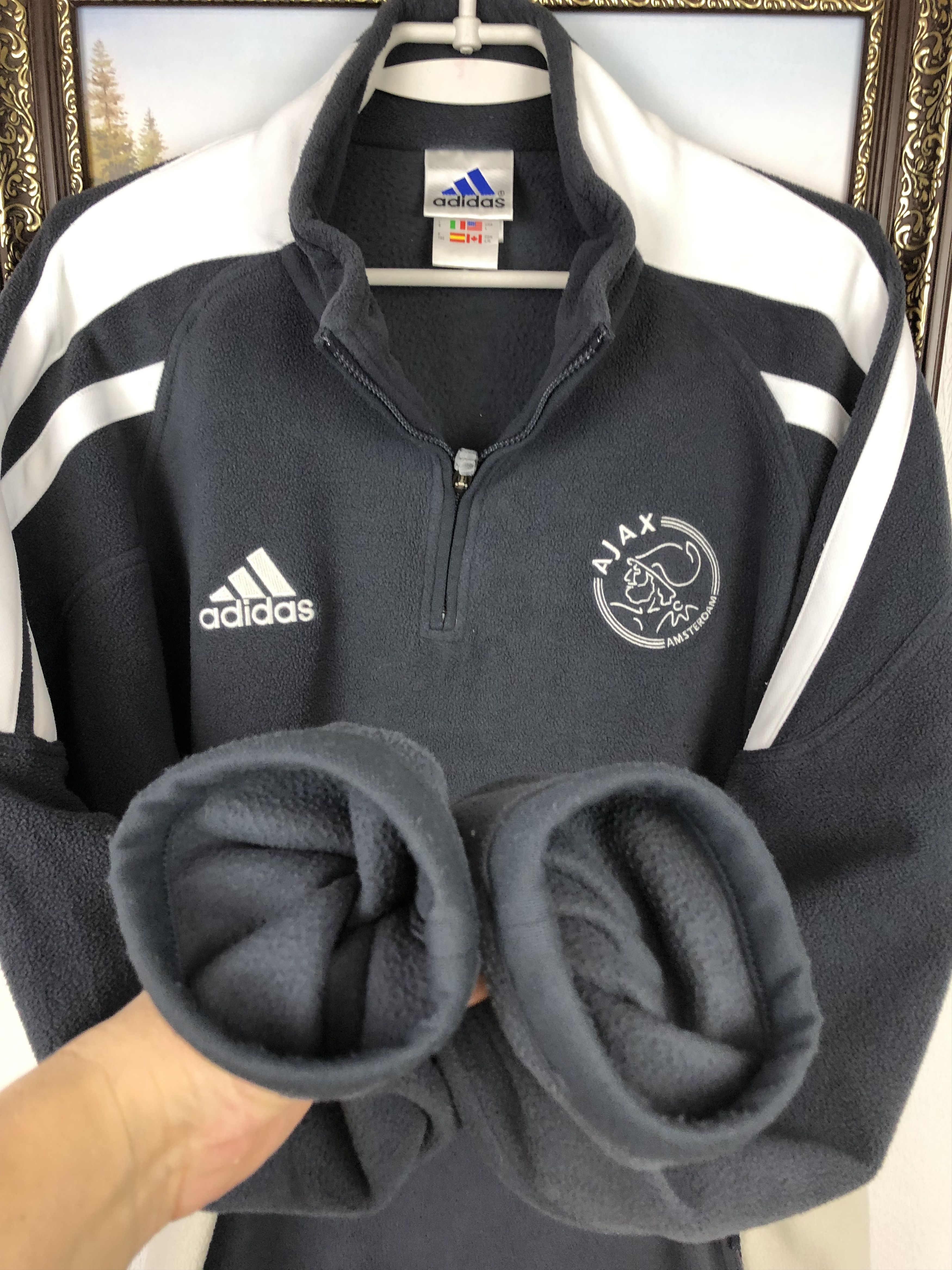 Adidas × Vintage Vintage Ajax Football Fleece Sweatshirt Track Jacket Size US L / EU 52-54 / 3 - 7 Thumbnail