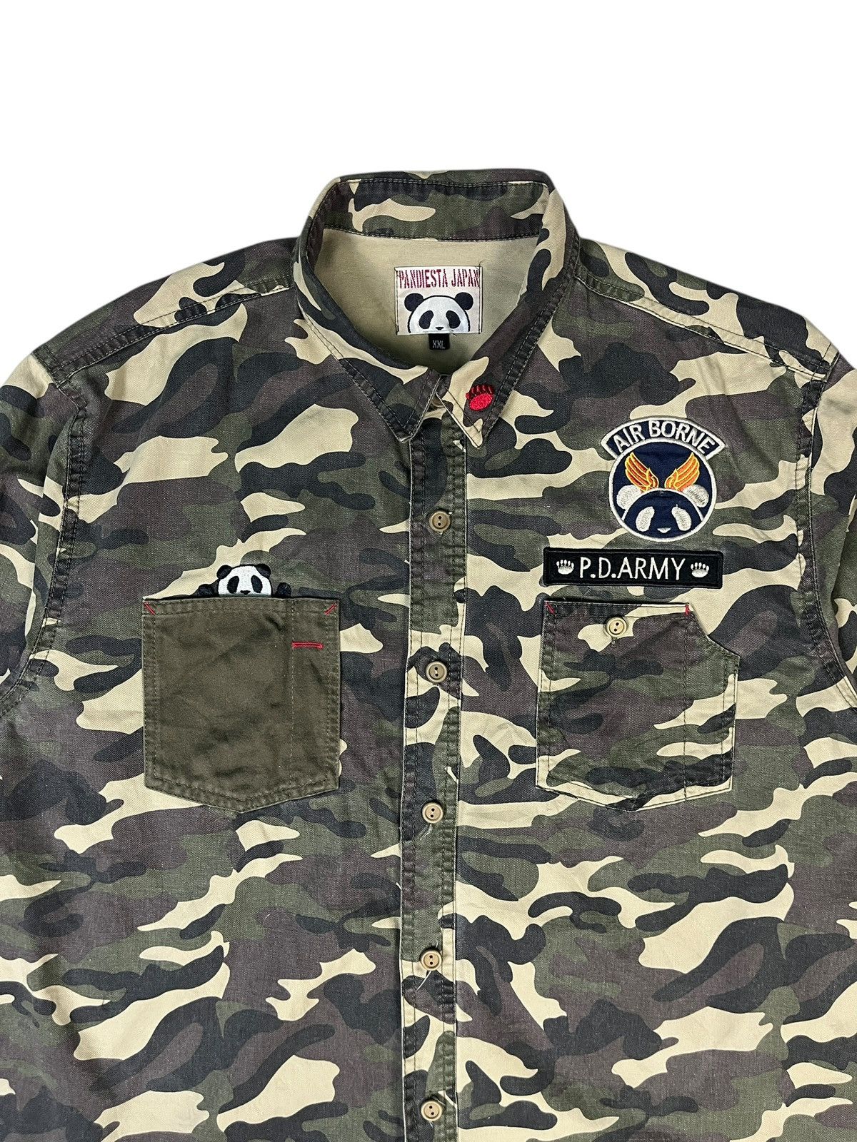 Japanese Brand Pandiesta Embroidery Camo Army Stripes Jacket Size US L / EU 52-54 / 3 - 3 Thumbnail