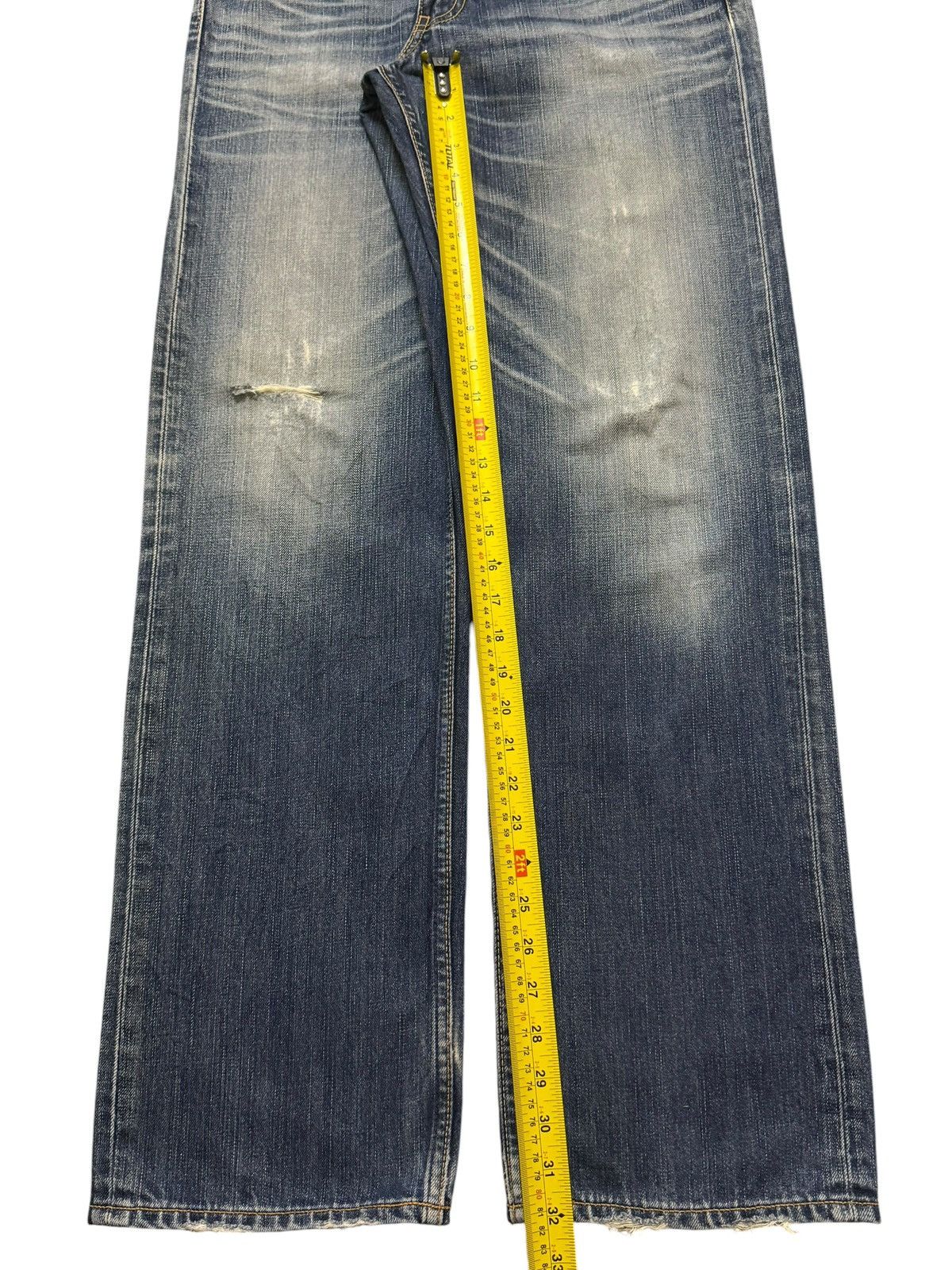 Levi's Vintage Y2K Levis 703 Faded Whiskers Distressed Wide Leg Size US 31 - 11 Thumbnail