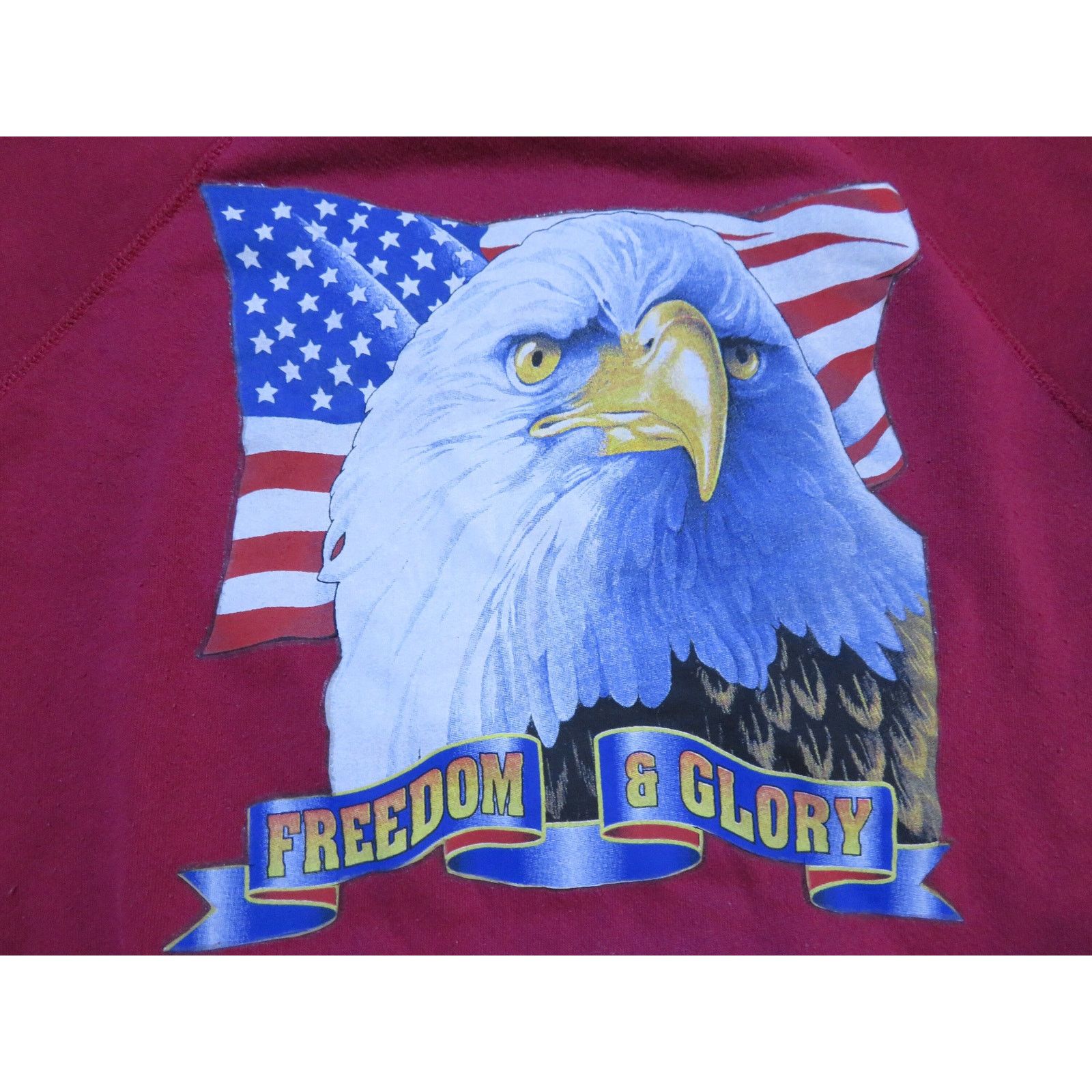 Other Freedom Glory Eagle Flag Sweatshirt Maroon Sz L 1990s Size US L / EU 52-54 / 3 - 4 Thumbnail