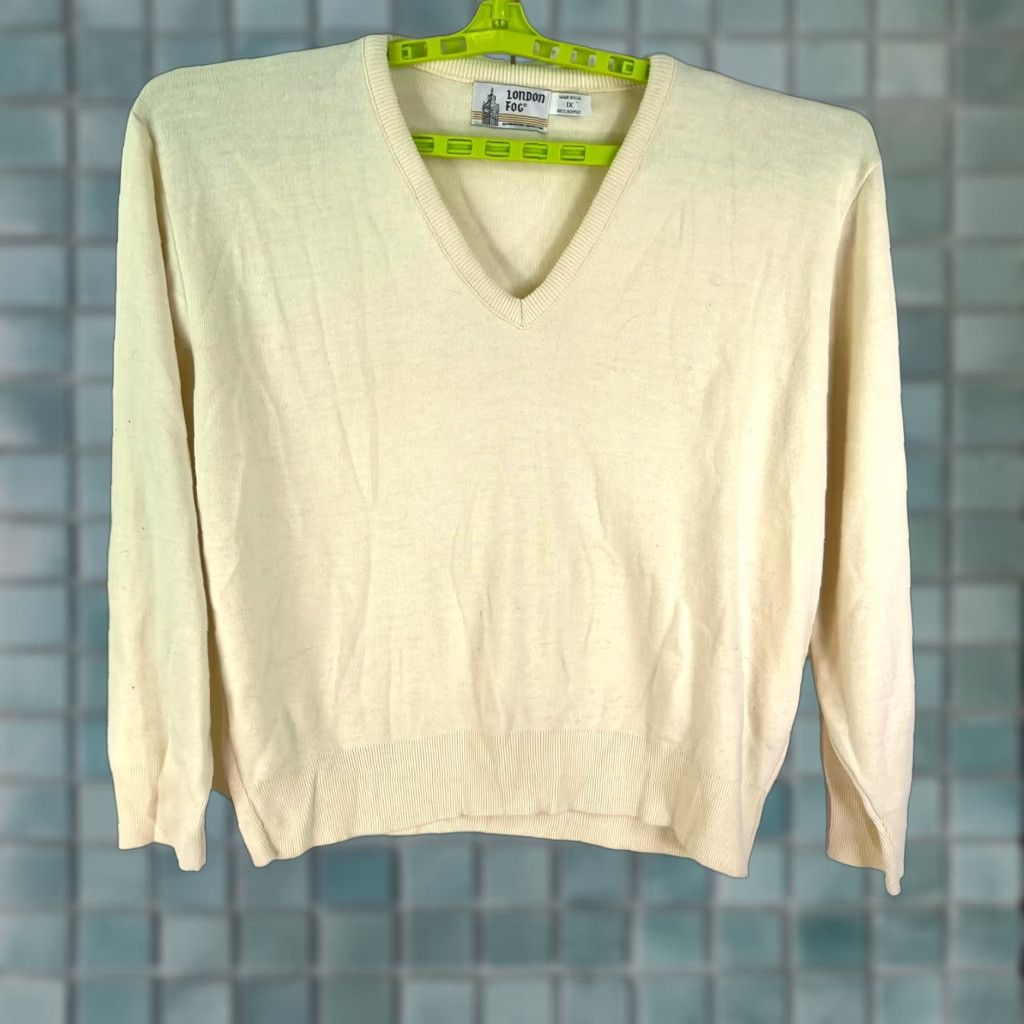 London Fog VINTAGE London Fog Pullover Sweater Mens V-Neck Ivory XL Ivory 90s Classic Men's Sweater Size US XL / EU 56 / 4 - 1 Thumbnail