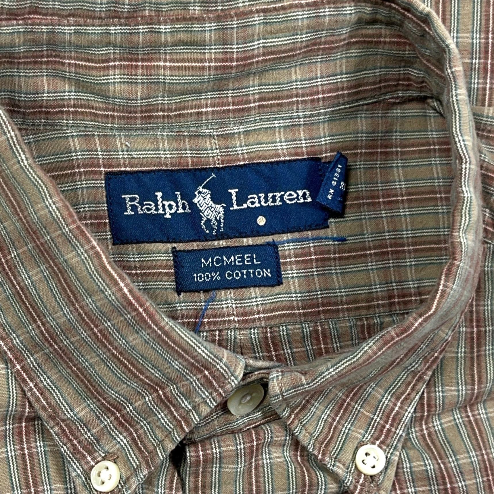 Ralph Lauren Ralph Lauren Shirt Men Medium Olive Green Plaid Button Up Dress Mcmeel Pocket Button-Down Casual Modern Preppy - Mens Size 40R - 3 Thumbnail