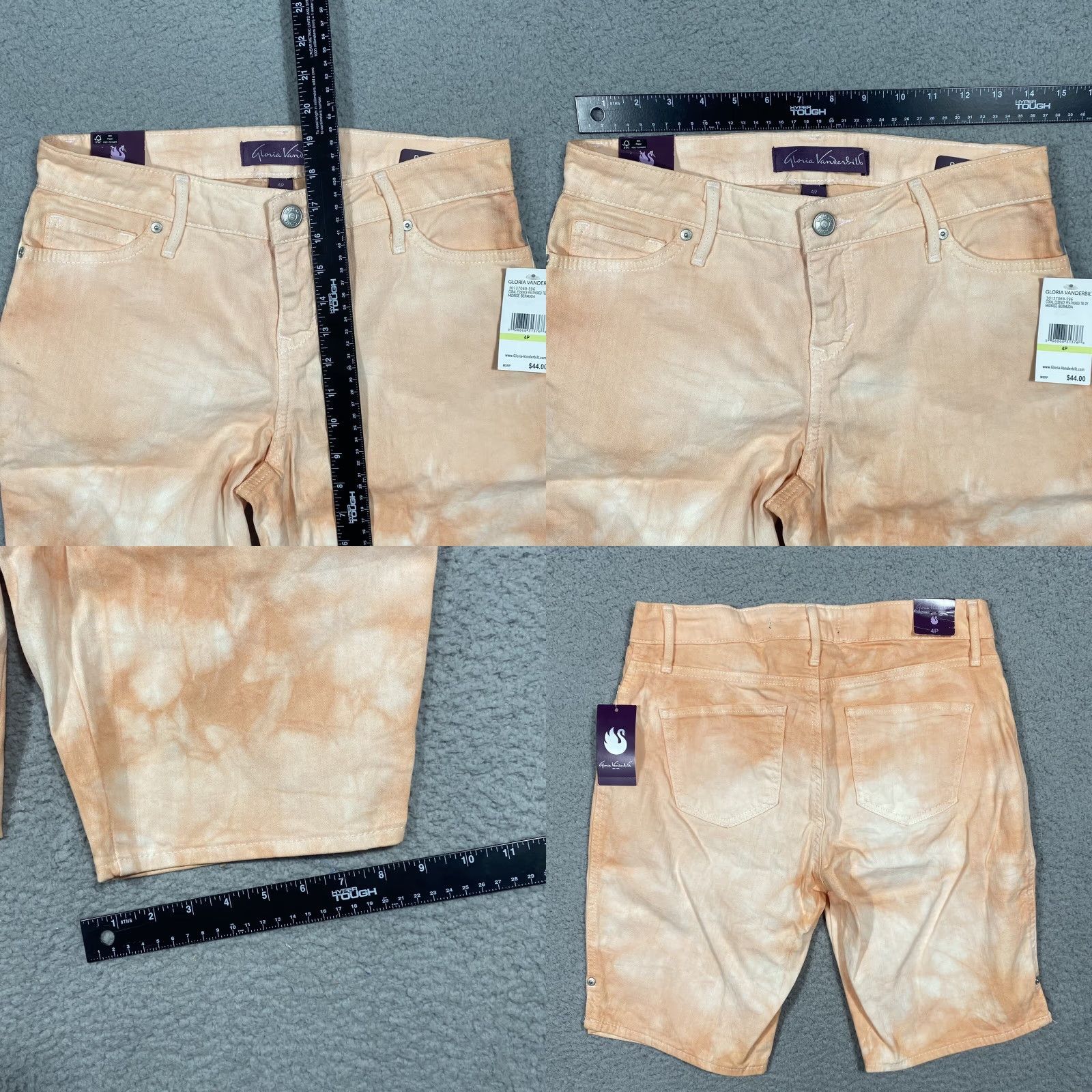 Gloria Vanderbilt Gloria Vanderbilt Bermuda Shorts Women’s 4P Denim Tie-Dye Orange 5-Pocket Stretch Casual Travel Women Size 27" / US 4 / IT 40 - 8 Thumbnail