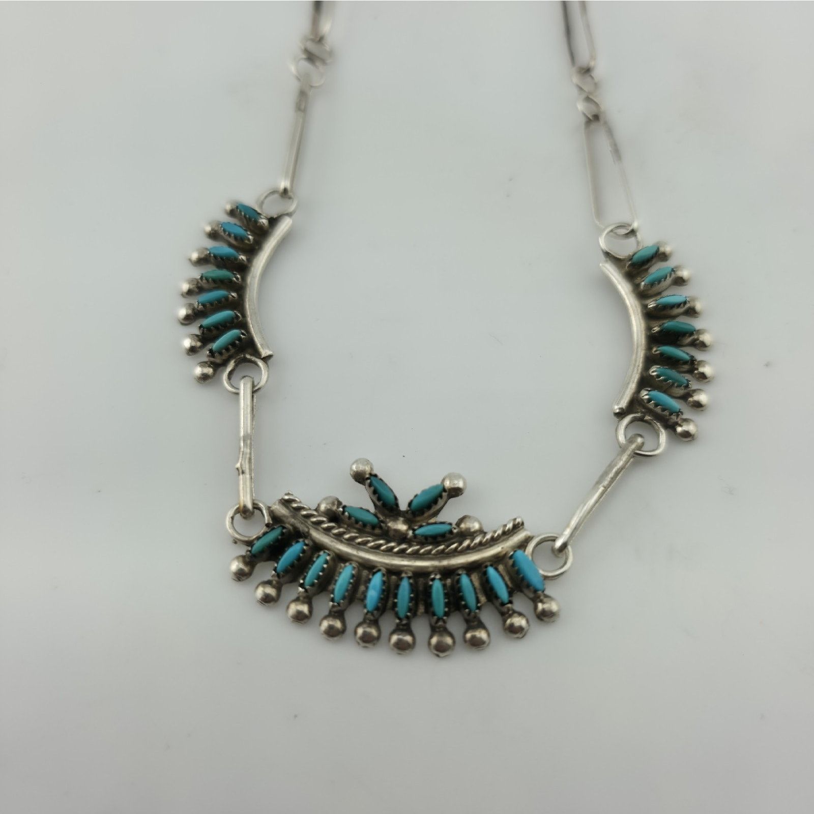 Other EDDAKIE Sterling Turquoise Necklace Native American 14” Zuni Size ONE SIZE - 3 Thumbnail