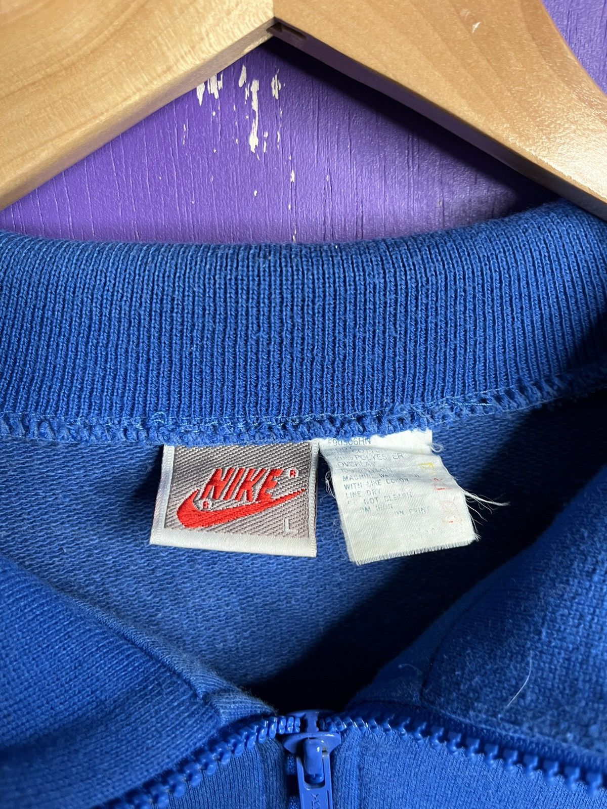 Nike × Vintage Vintage 90s Nike sleeve logos quarter zip crewneck Size US L / EU 52-54 / 3 - 4 Thumbnail