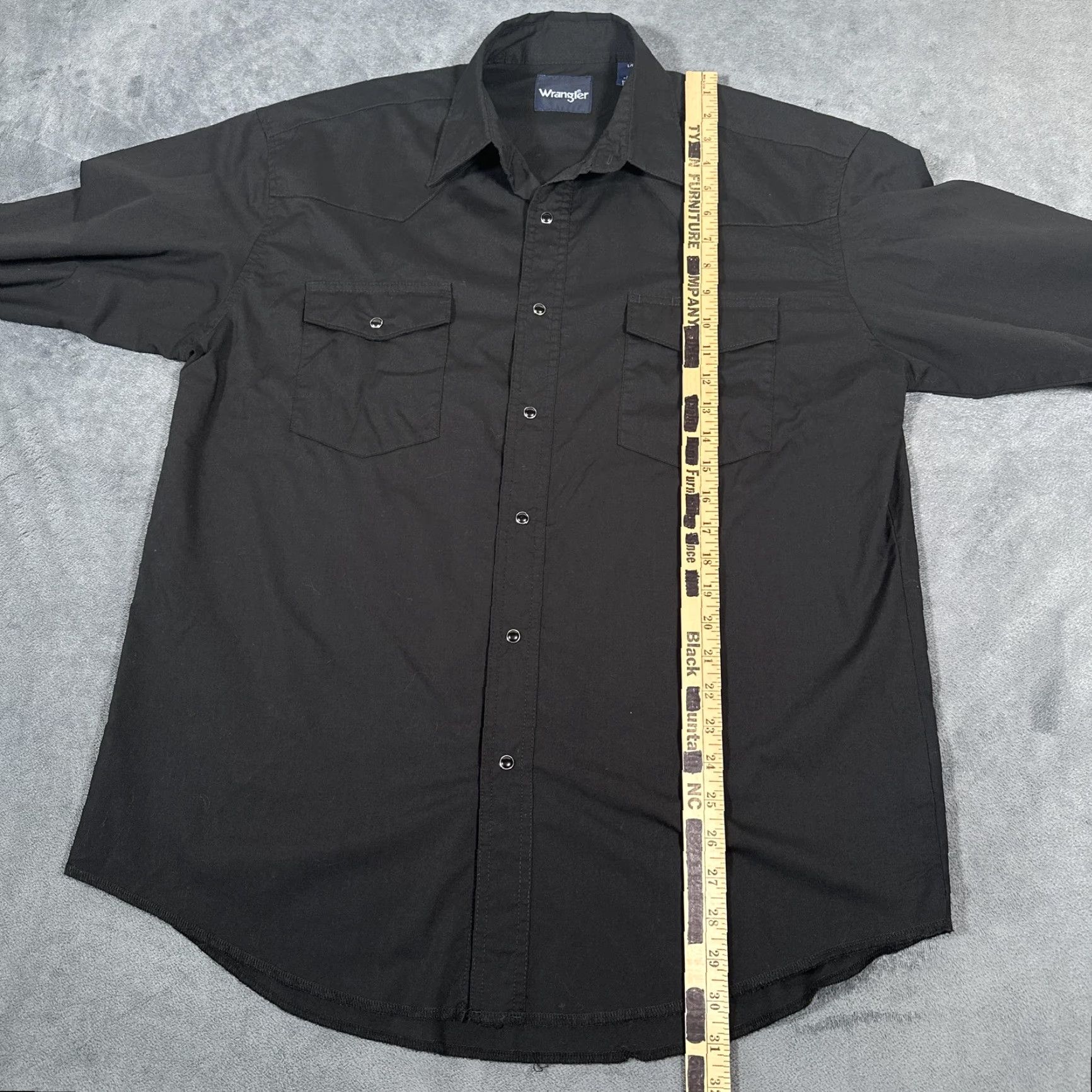 Wrangler Wrangler Shirt Western Black Mens Large Snap Front Long Sleeve 71105BK Size US L / EU 52-54 / 3 - 6 Thumbnail