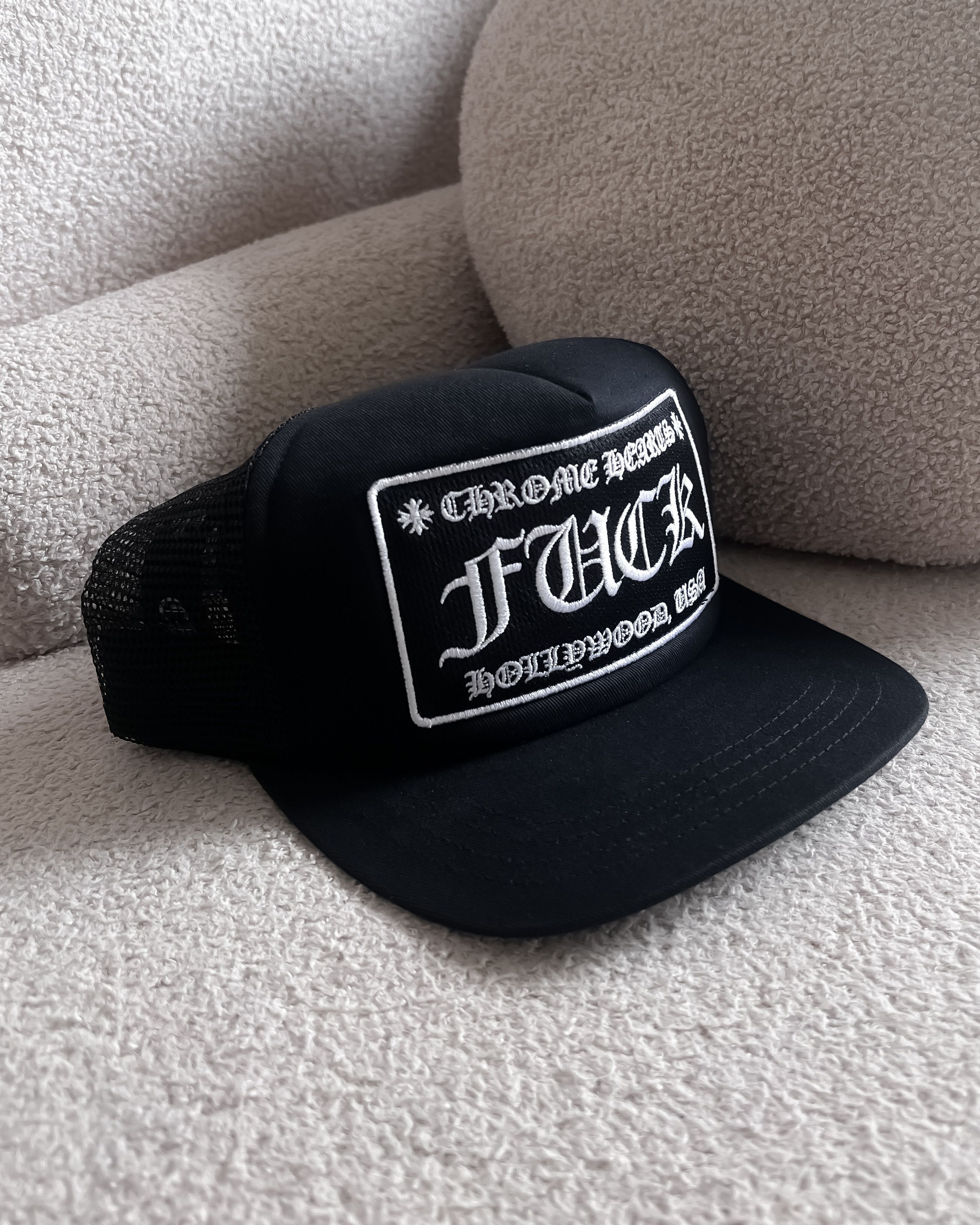 Chrome Hearts CHROME HEARTS FUCK Hollywood BlacK Trucker Hat Size ONE SIZE - 3 Thumbnail