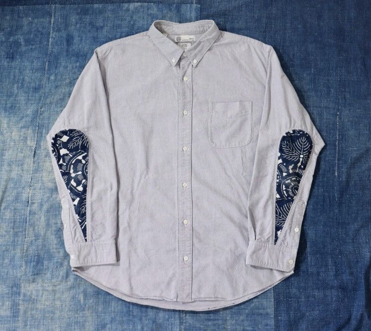 image of Visvim Albacore Kofu Giza Antique Fabric Drip Sleeve Shirt in Blue, Men's (Size XL)