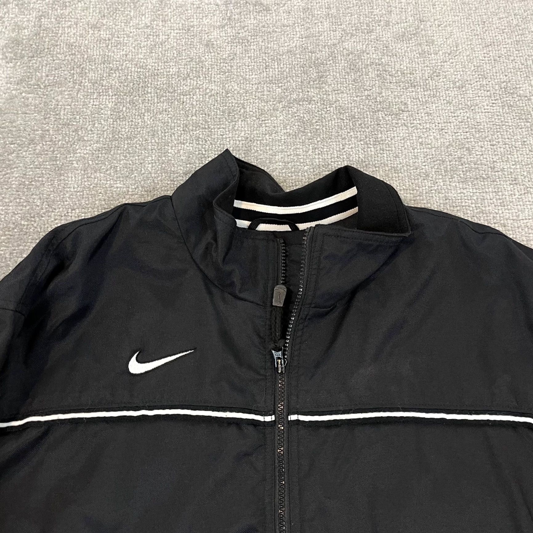 Nike Nike Jacket Mens Medium Black Swoosh Team Check Nylon Full Zip Y2K Size US M / EU 48-50 / 2 - 2 Thumbnail