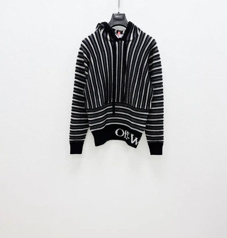 Off-White Off-White Black Wool Men's Long Sleeve Hoodie 0089 Size US XS / EU 42 / 0 - 1 Thumbnail