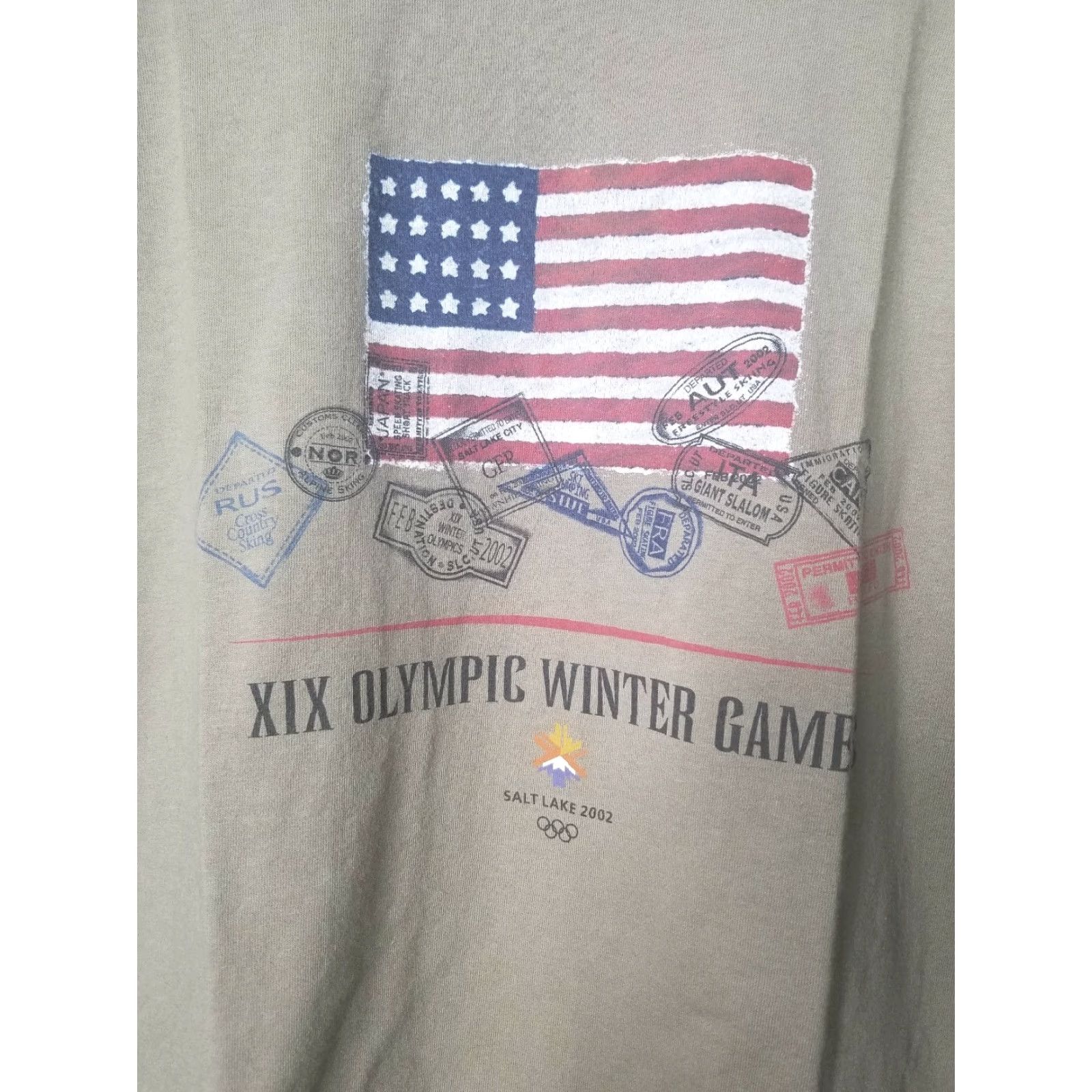 Vintage Retro Salt Lake City 2002 Olympic Winter Games Shirt American Flag Mens L Size US L / EU 52-54 / 3 - 2 Thumbnail