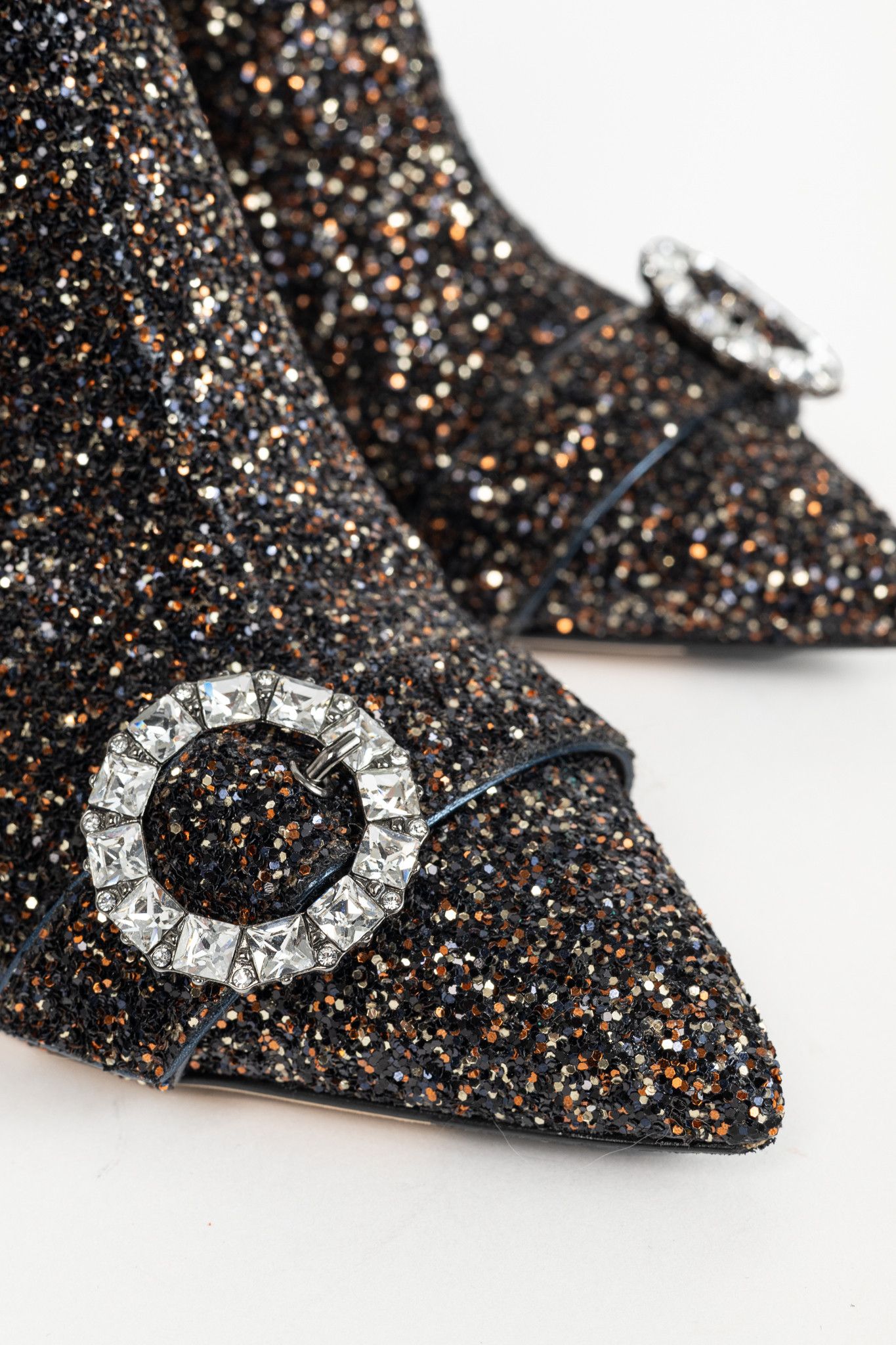Jimmy Choo Jimmy Choo Hanover 65 Twinkle Glitter Buckled Booties Size US 8 / IT 38 - 7 Thumbnail