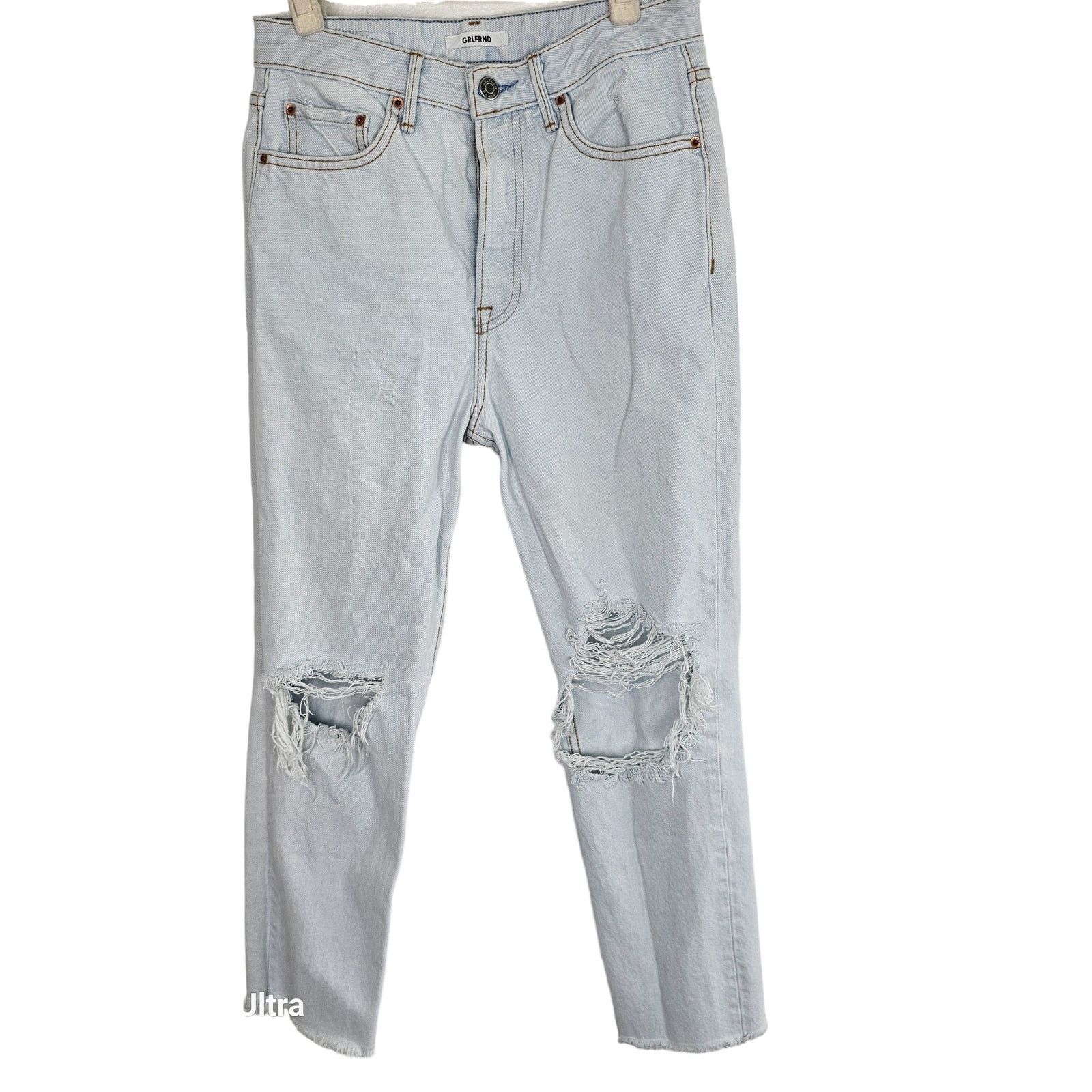 GRLFRND GRLFRND Womens Mica Crop Jeans High Rise Distressed Sz 26 Size 26" / US 2 / IT 38 - 1 Thumbnail