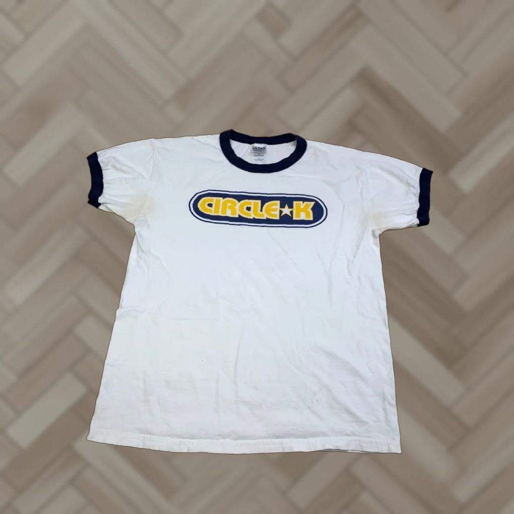 Gildan VINTAGE Gildan T-Shirt Men M White Circle L Ringer Shirt Logo Short Sleeve Crew Neck 12950 Size US M / EU 48-50 / 2 - 1 Thumbnail
