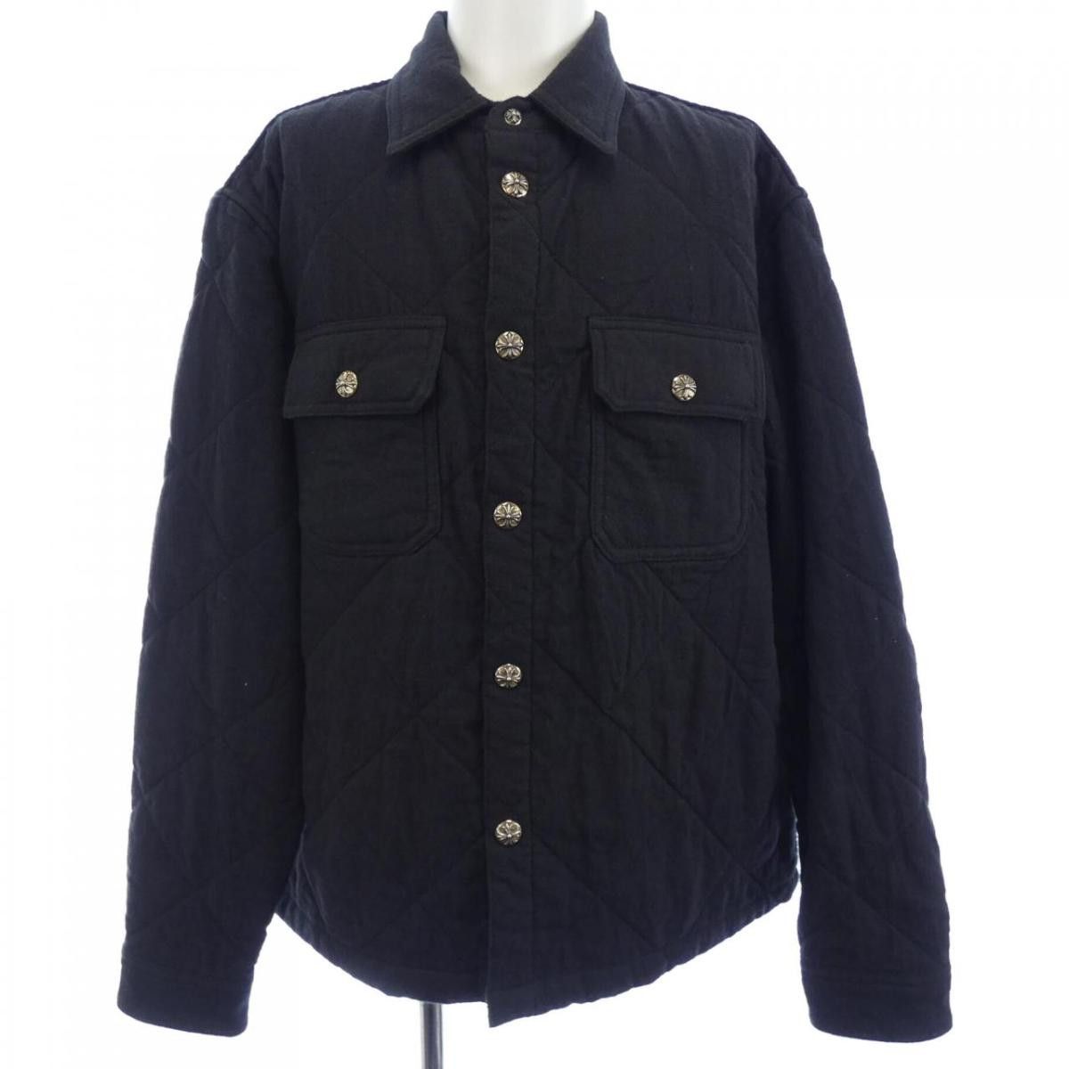 image of Chrome Hearts Quilted Button Jacket in Black, Men's (Size Medium)