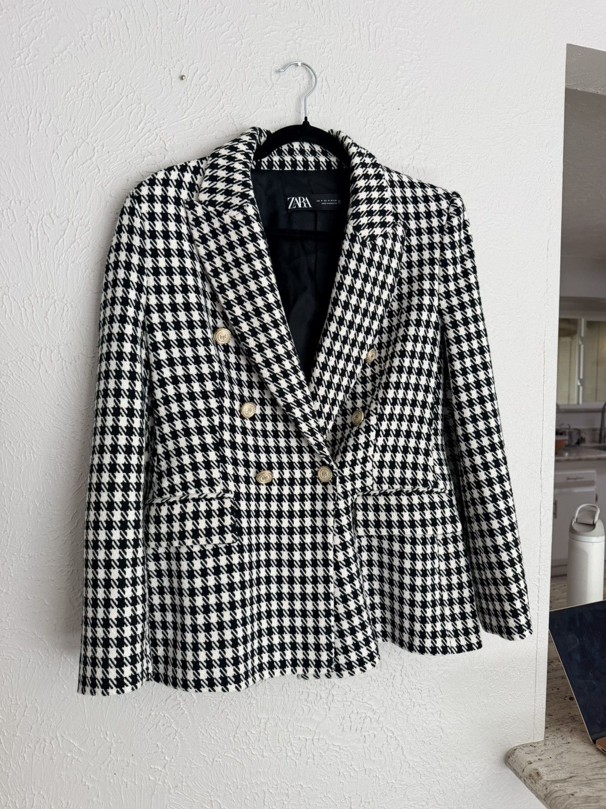 Zara Zara houndstooth double breasted blazer jacket M Size M / US 6-8 / IT 42-44 - 4 Thumbnail