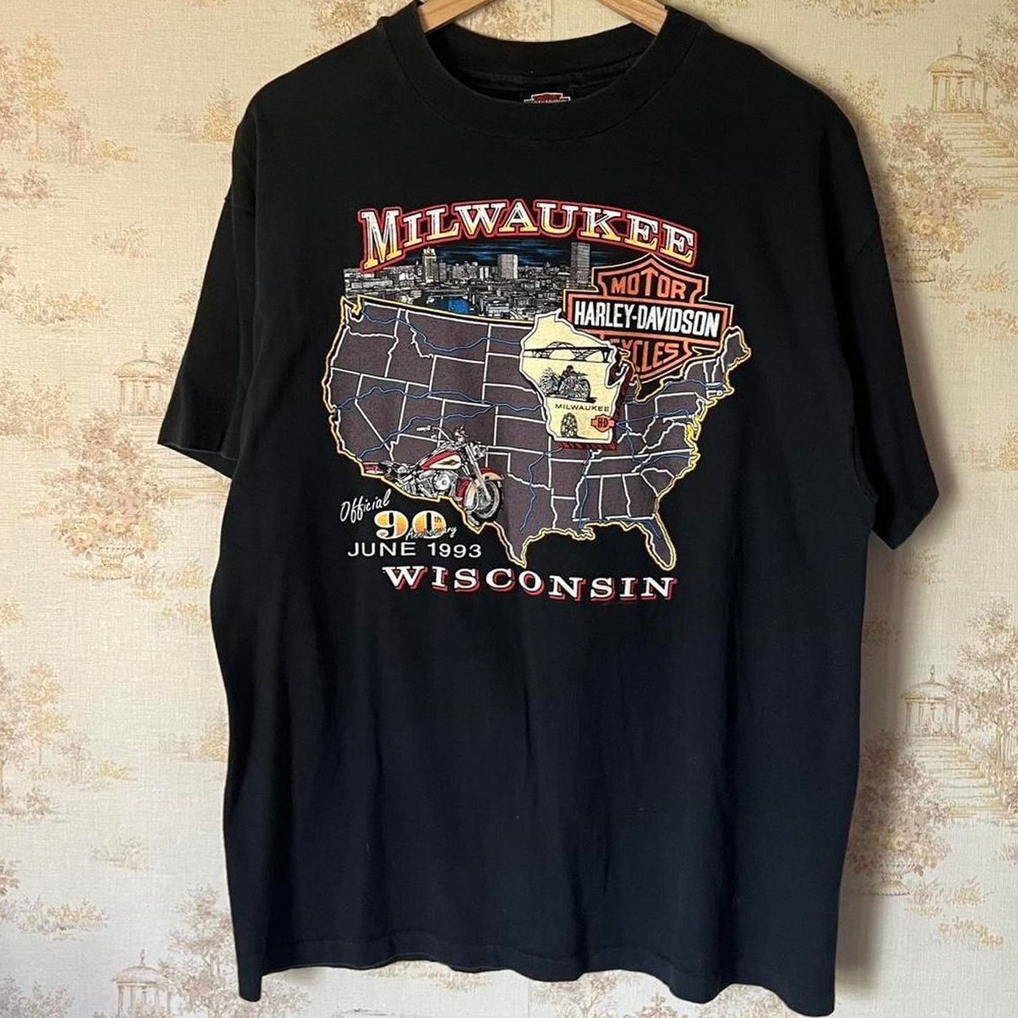 Harley Davidson 90s Harley-Davidson 90th Anniversary Tee | Milwaukee | Fit L Size US L / EU 52-54 / 3 - 2 Thumbnail