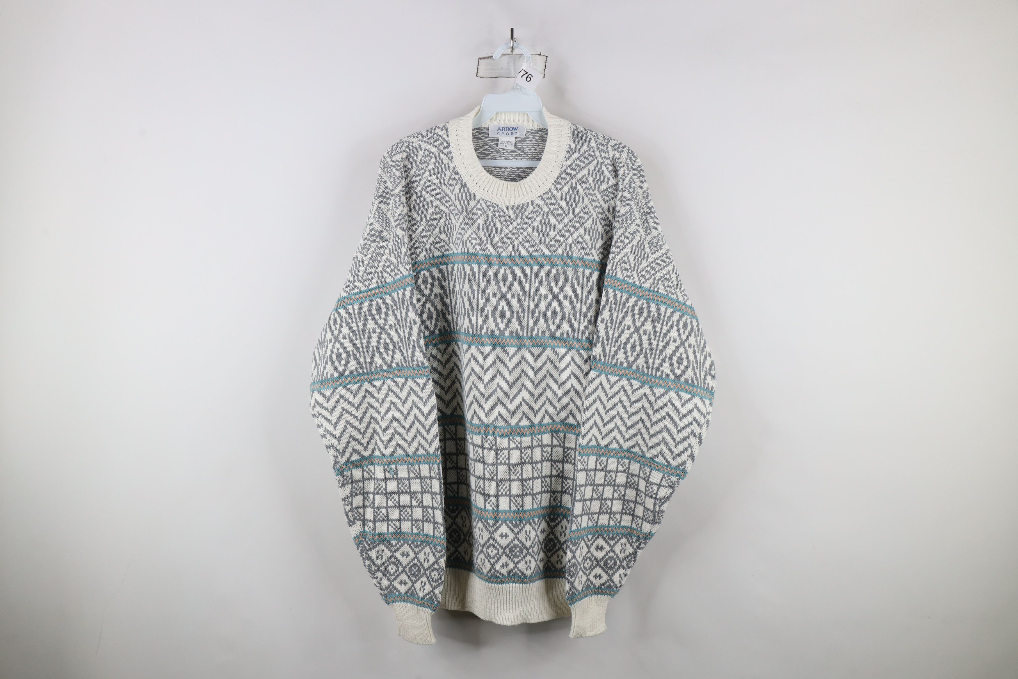 Vintage Vintage 90s Streetwear Geometric Knit Grandpa Dad Sweater Size US XL / EU 56 / 4 - 1 Thumbnail