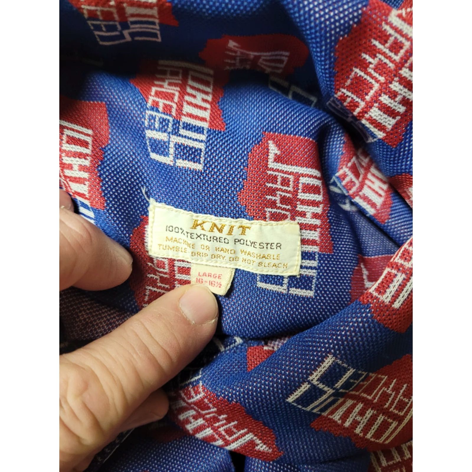 Gloverall VTG Knit Button-Up Shirt Large 70s Blue Short Sleeve Logo JCs Jaycees Collared Mens Size US L / EU 52-54 / 3 - 4 Thumbnail