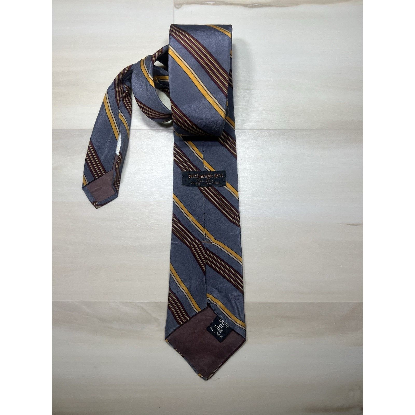 Yves Saint Laurent YSL YVES SAINT LAURENT Striped Multicolor 100% Silk Necktie Size ONE SIZE - 3 Thumbnail