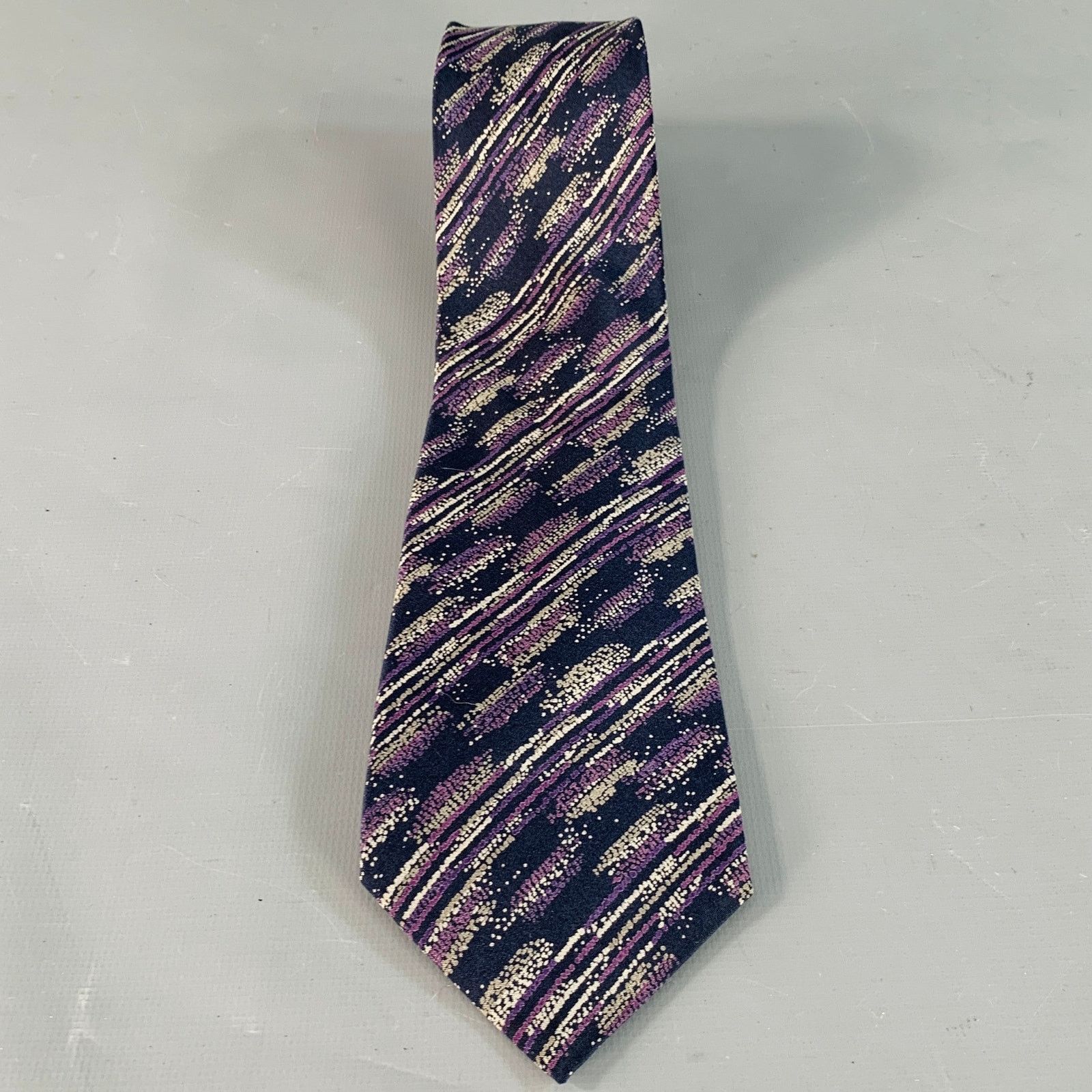 Missoni MISSONI One Size Purple Grey Black Abstract Silk Tie Size ONE SIZE - 2 Thumbnail