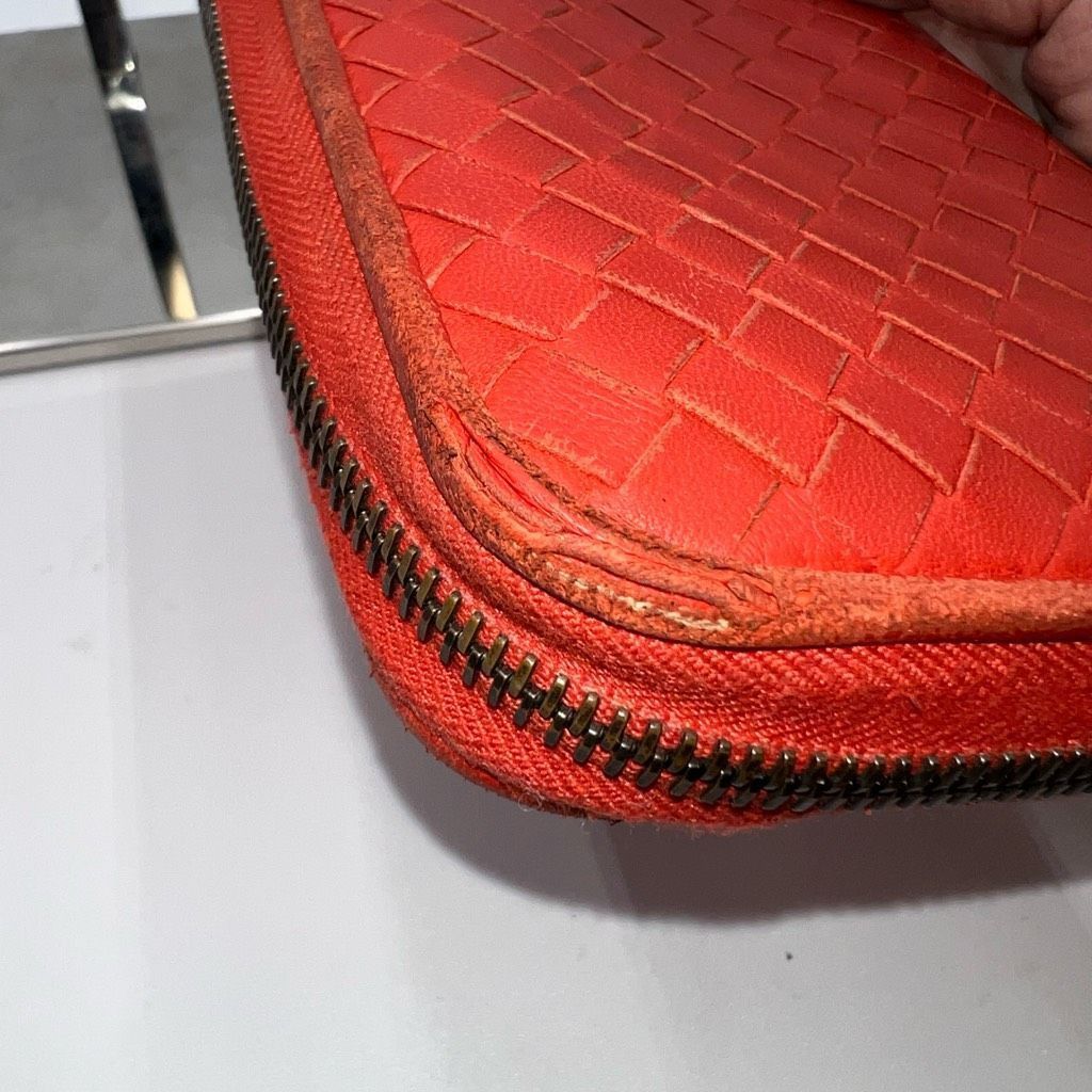 Bottega Veneta Bottega Veneta Red/Orange Intrecciato Woven Nappa Leather Zip Around Wallet Size ONE SIZE - 7 Thumbnail