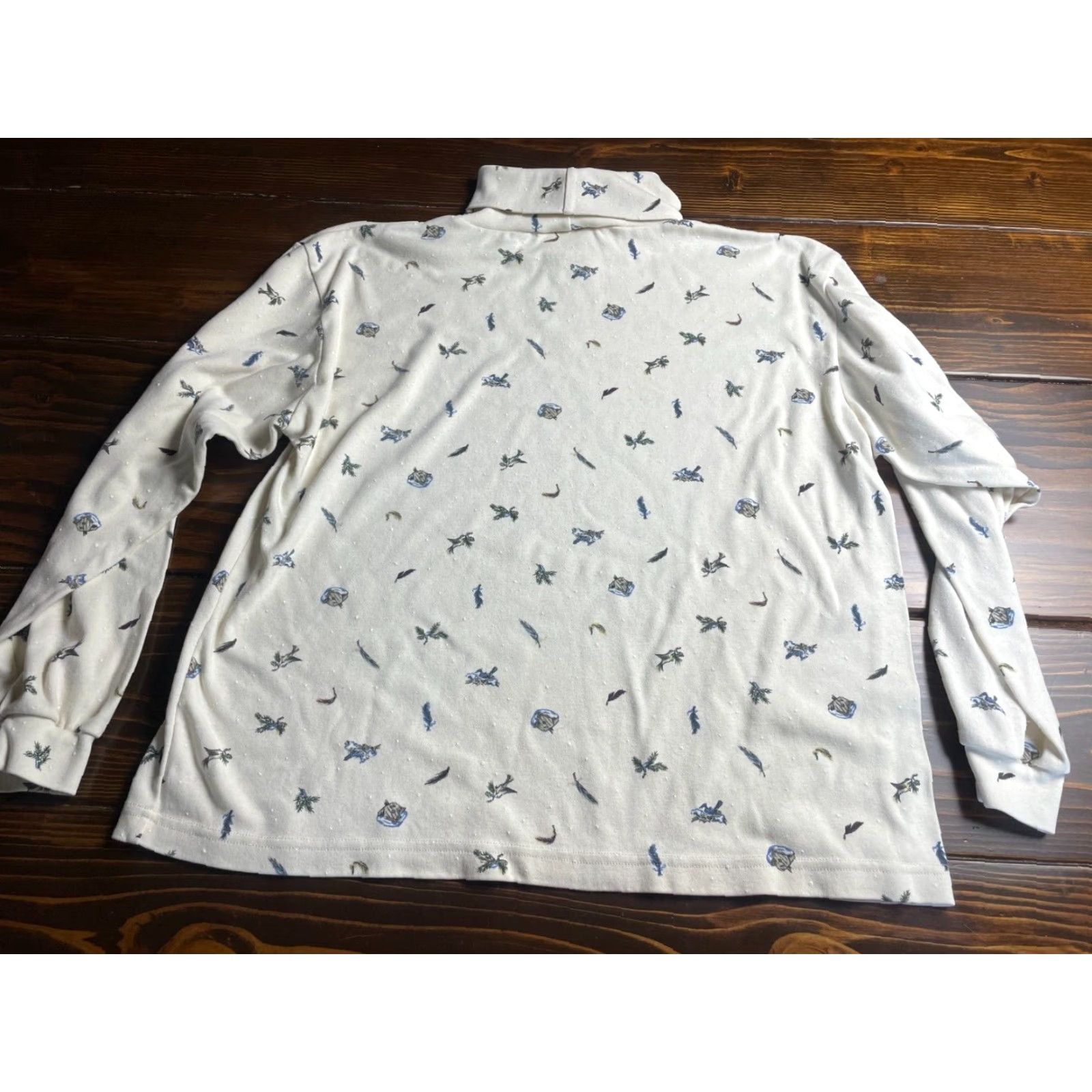 Vintage Northern Sweater Men’s Size Large Pullover Turtleneck White Blue Tan RN#69778 Regular Long Sleeve Solid Dressy Everyday Polo Size US L / EU 52-54 / 3 - 2 Thumbnail