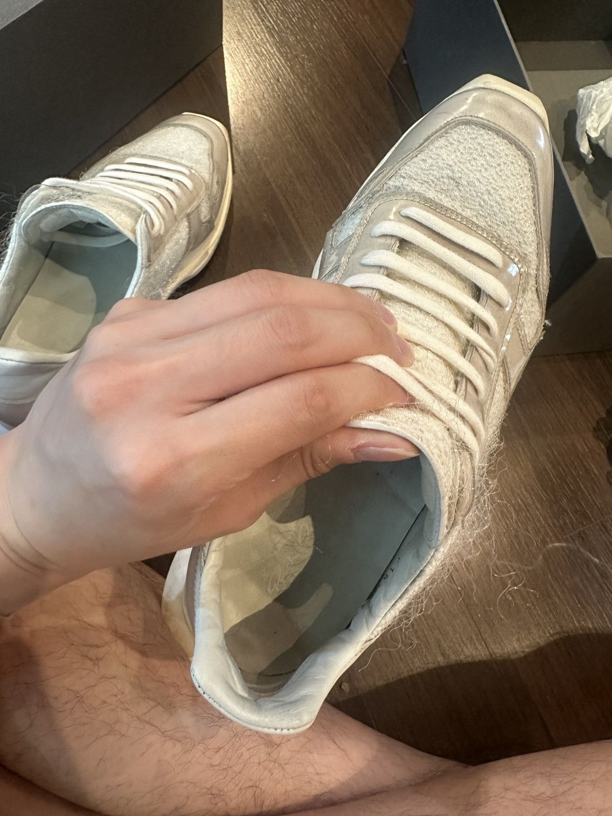 Rick Owens Rick Owens Off-White Plastic Shearling Runner Sneaker Size US 9 / EU 42 - 6 Thumbnail