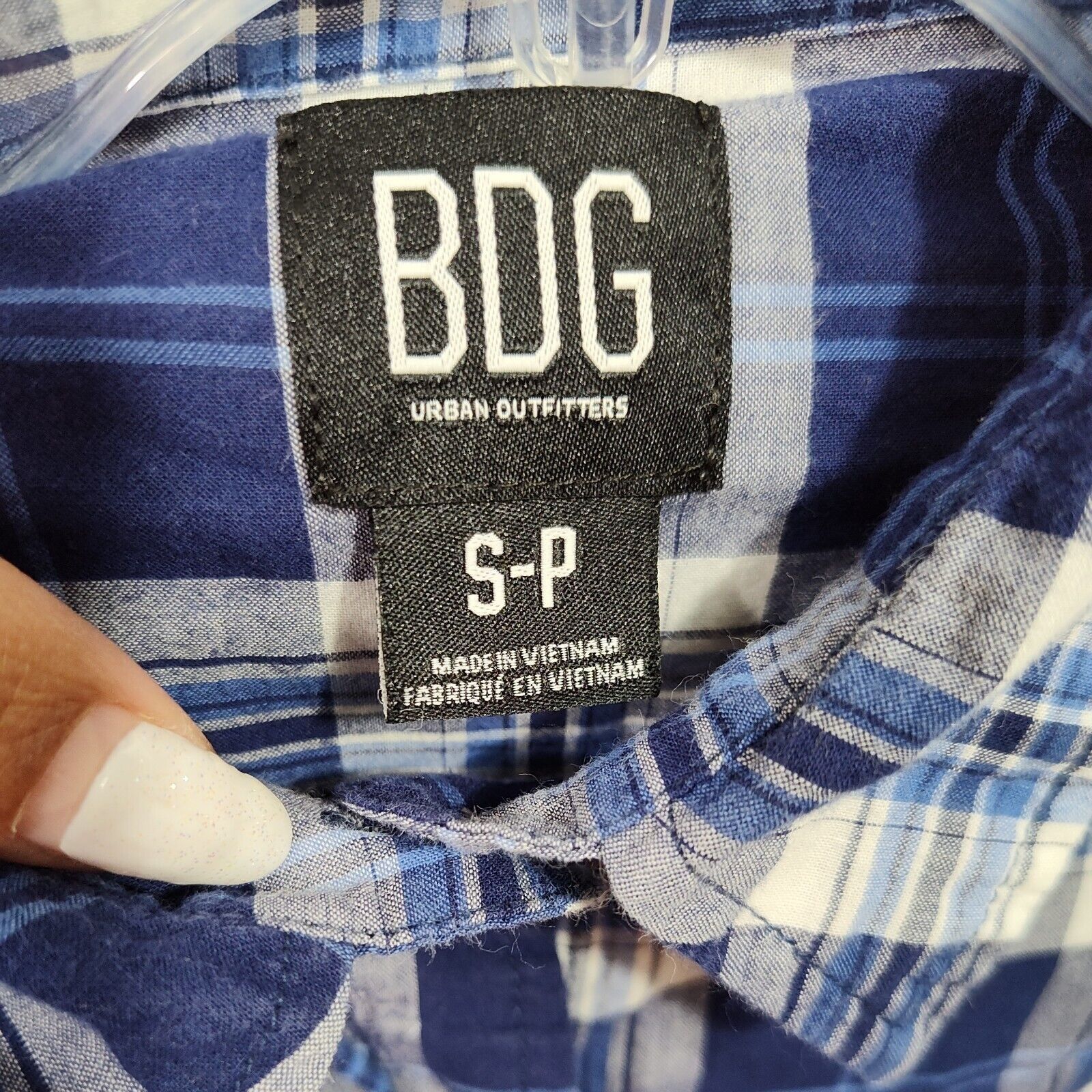 Bdg BDG Button Up Shirt Men Size S Blue White Plaid Flap Pockets Size US S / EU 44-46 / 1 - 4 Thumbnail