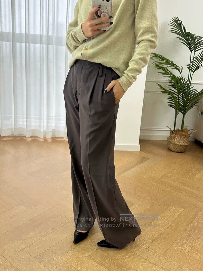 Hermes Hermes Crepe Fine Wool Straight Leg Business Pants, Dark C Size 25" / US 0 / IT 36 - 2 Thumbnail