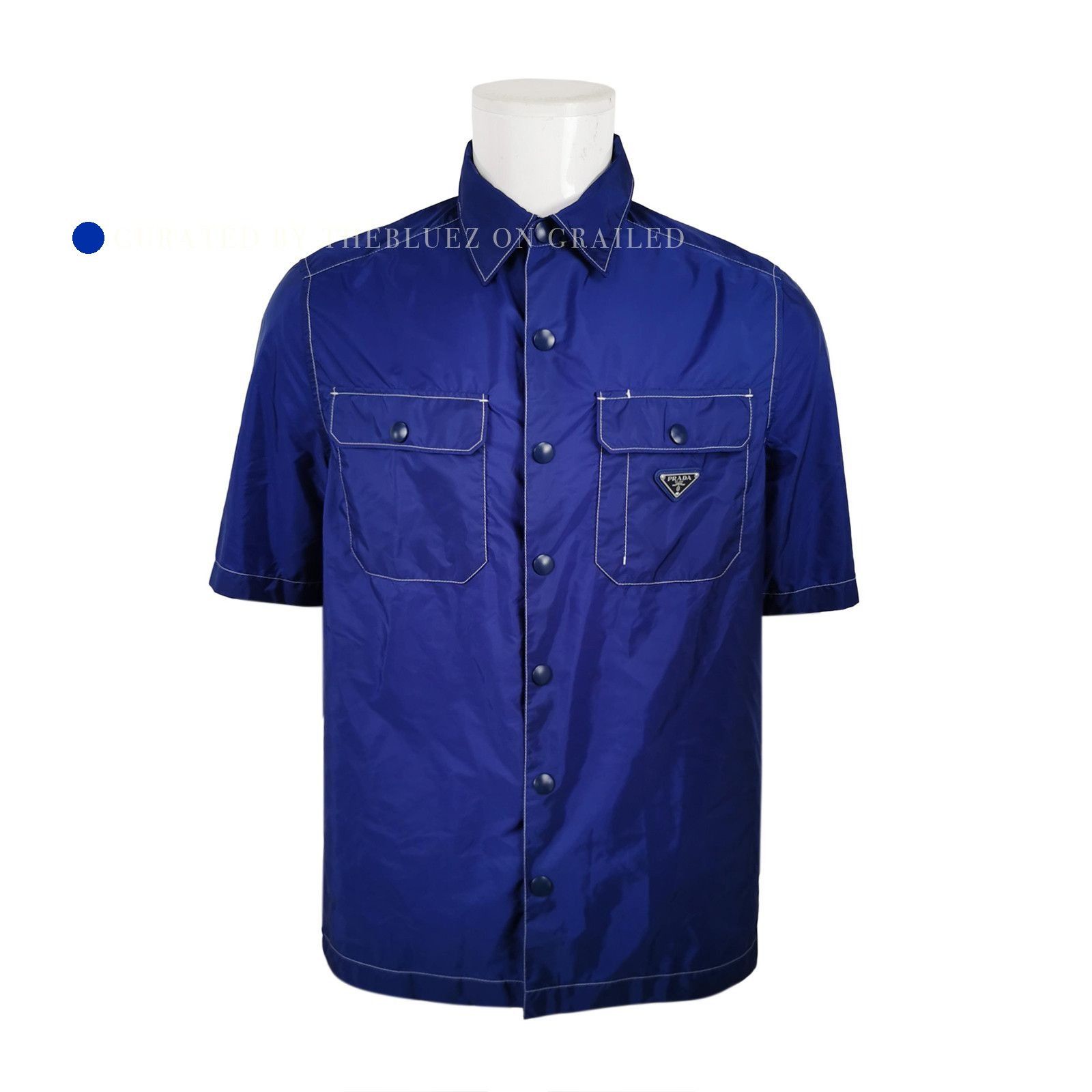 Prada Re-Nylon Logo Shirt in Blue Size US M / EU 48-50 / 2 - 1 Thumbnail