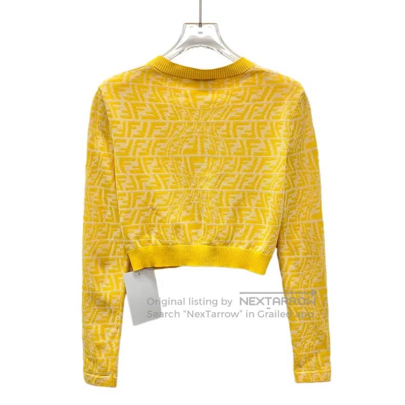 Fendi Fendi Yellow Logo Letter Jacquard Full-Print Round Neck Si Size 4XL / US 24-26 - 2 Thumbnail