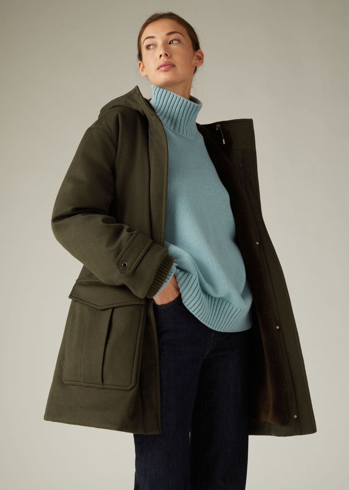 Loro Piana o1srvl11e0824 Borveior Fur Cashmere Jacket in Olive Green Size XS / US 0-2 / IT 36-38 - 6 Thumbnail
