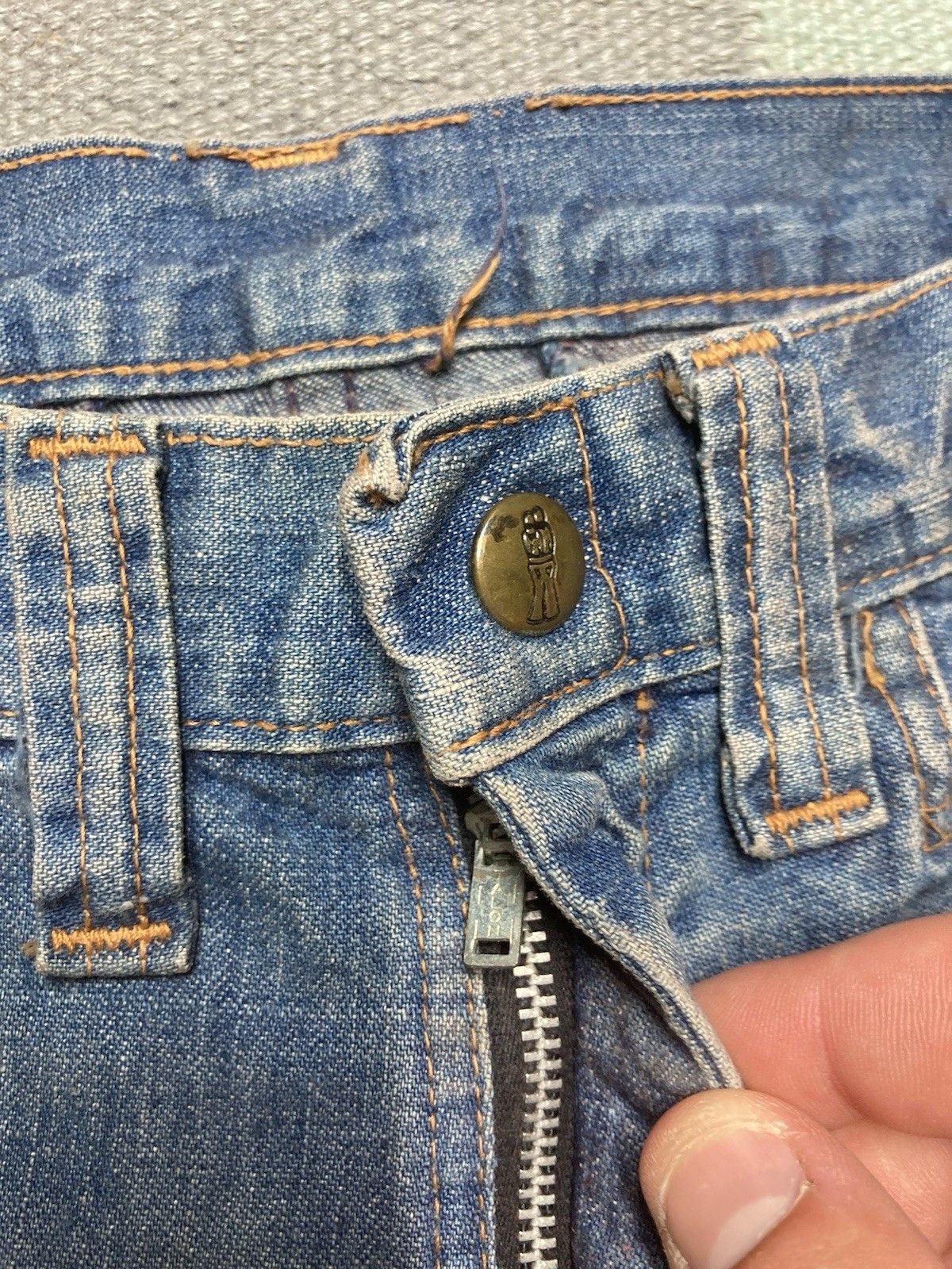 Vintage 1970s denim bell bottom jeans flare wide distressed 28x33 Size 28" / US 6 / IT 42 - 10 Thumbnail
