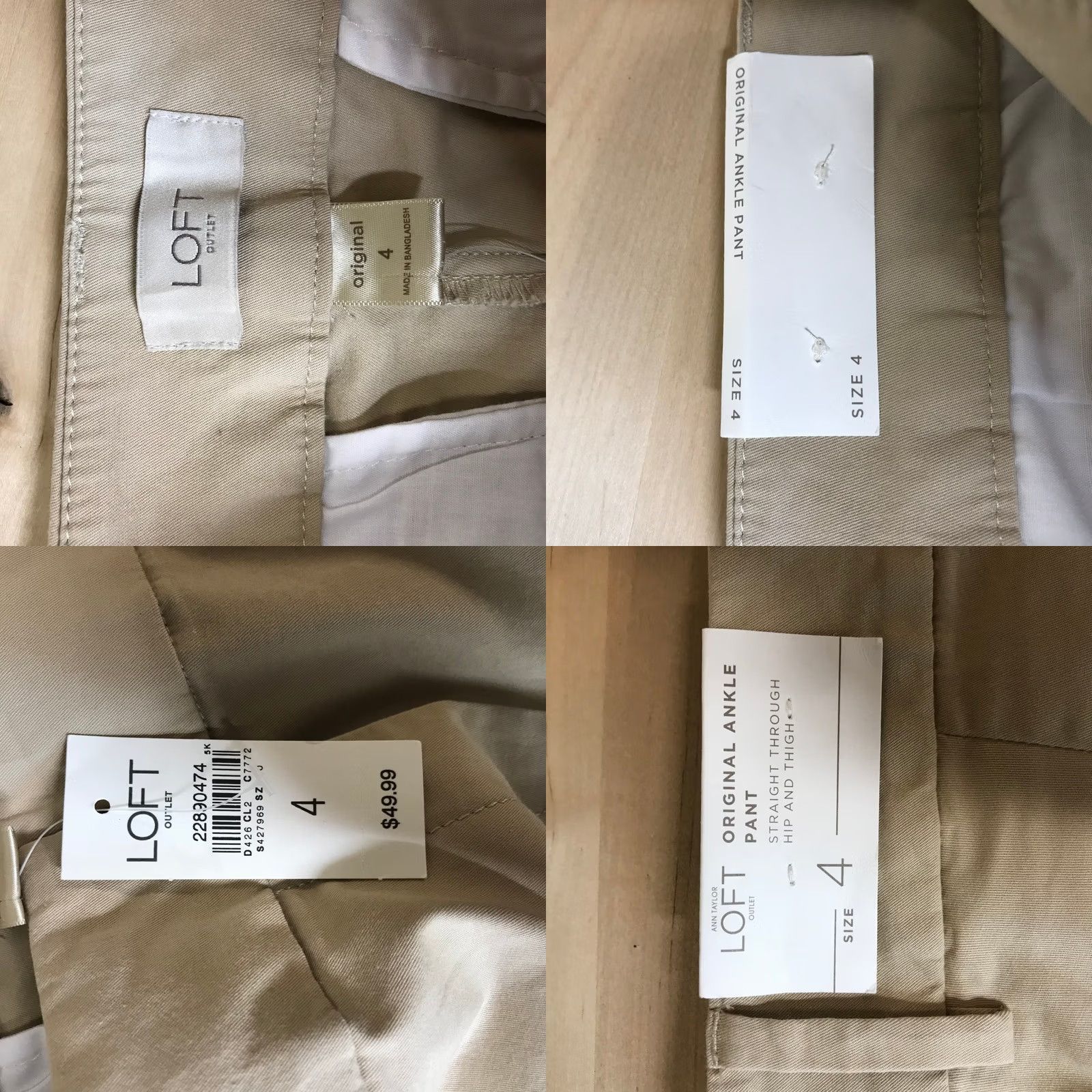 Loft VINTAGE? No. Loft Original Ankle Pants Tan Khaki Women's Size 4 Cuffed Cropped Casual Size 27" / US 4 / IT 40 - 8 Thumbnail