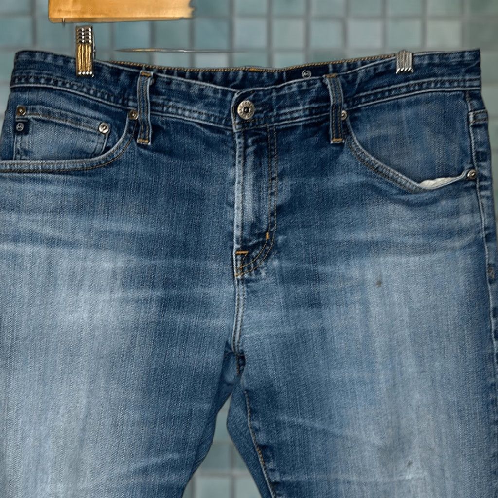 Vintage AG Adriano Goldschmied Mens Jeans 36x32 Blue Straight Jeans Mens 36 32 Blue AG Size US 36 / EU 52 - 1 Thumbnail