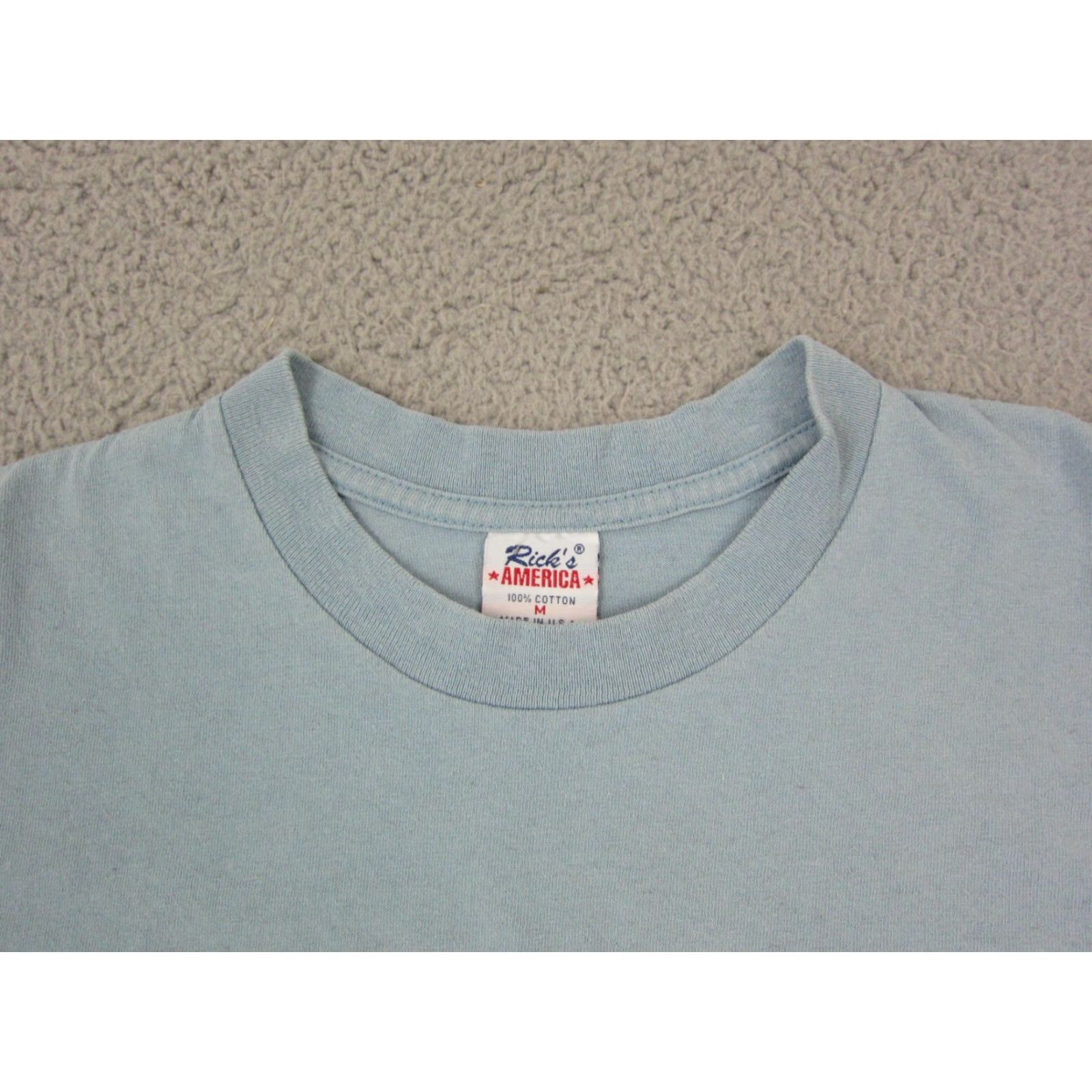 CHOCOOLATE VINTAGE Rick's America Shirt M Blue Cotton Jersey USA Tee Mens Shirt Short Sleeve Crew Neck - Utility Classic City Love Preppy American 90s Size US M / EU 48-50 / 2 - 3 Thumbnail