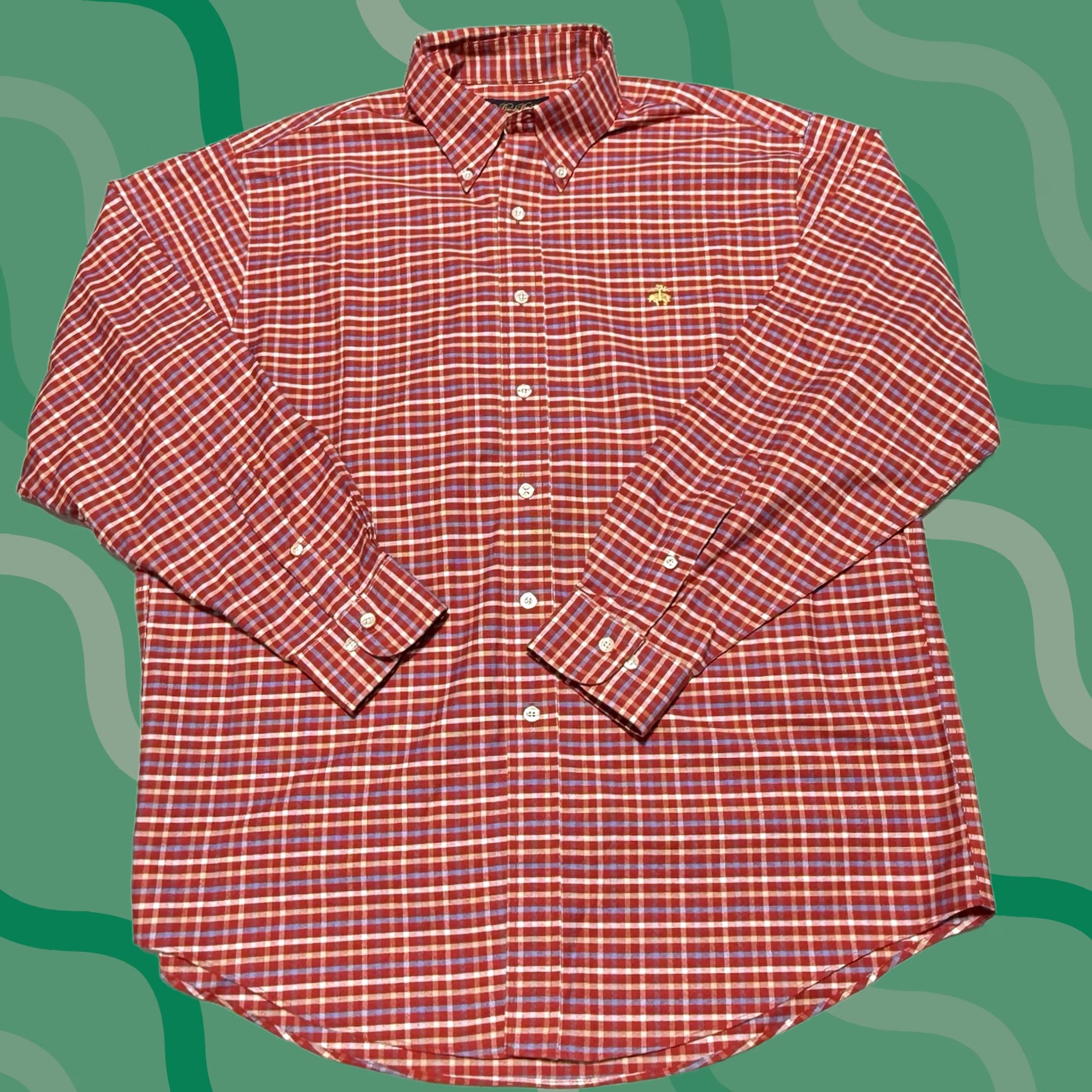 Brooks Brothers Brooks Brothers Shirt Mens Large Red Plaid Check Non Iron Supima Oxford OCBD Dress Shirt Long Sleeve Size US L / EU 52-54 / 3 - 1 Thumbnail