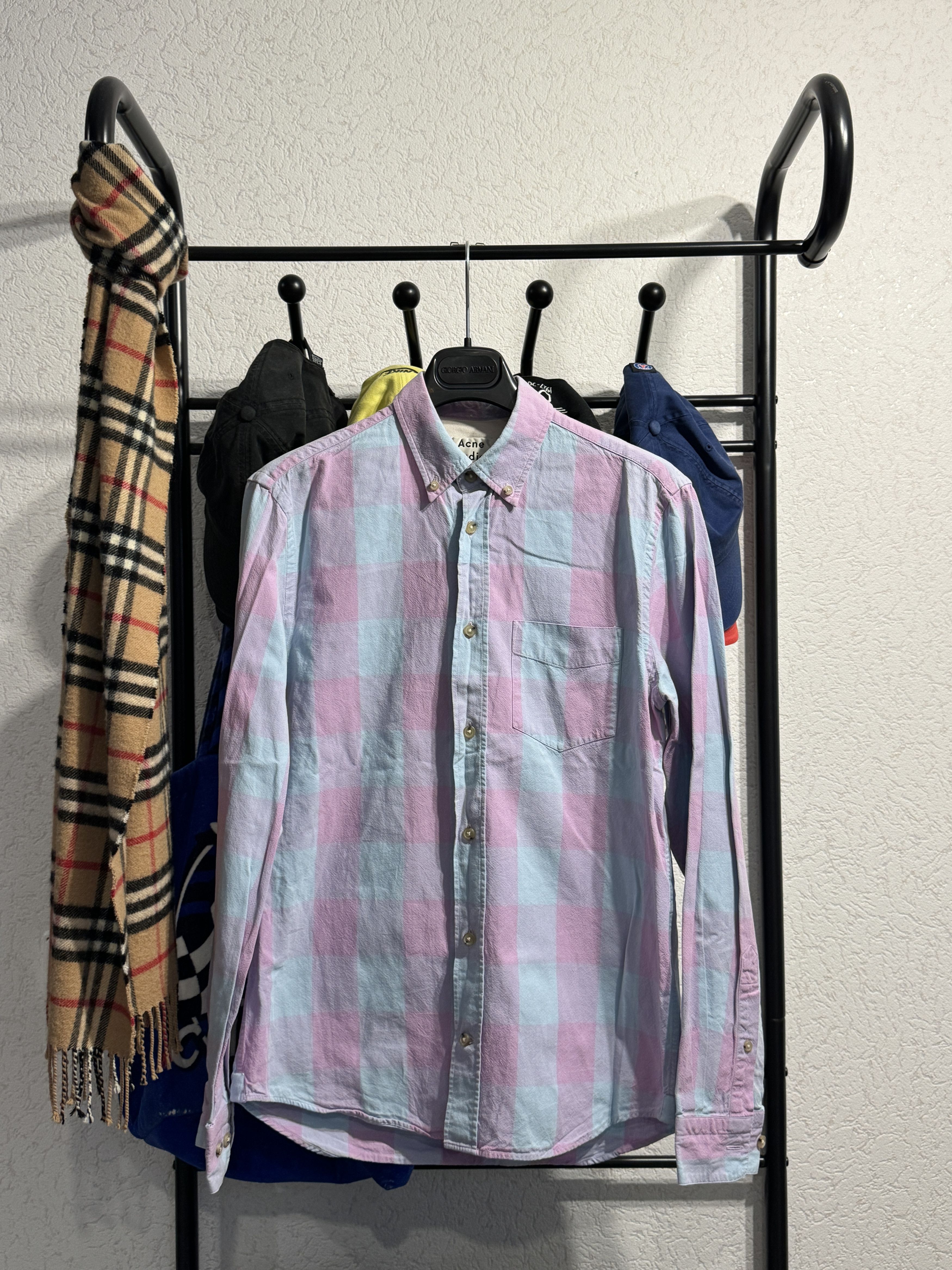 Acne Studios Acne Studios Isherwood Rustic Shirt Pink Blue Size US M / EU 48-50 / 2 - 1 Thumbnail