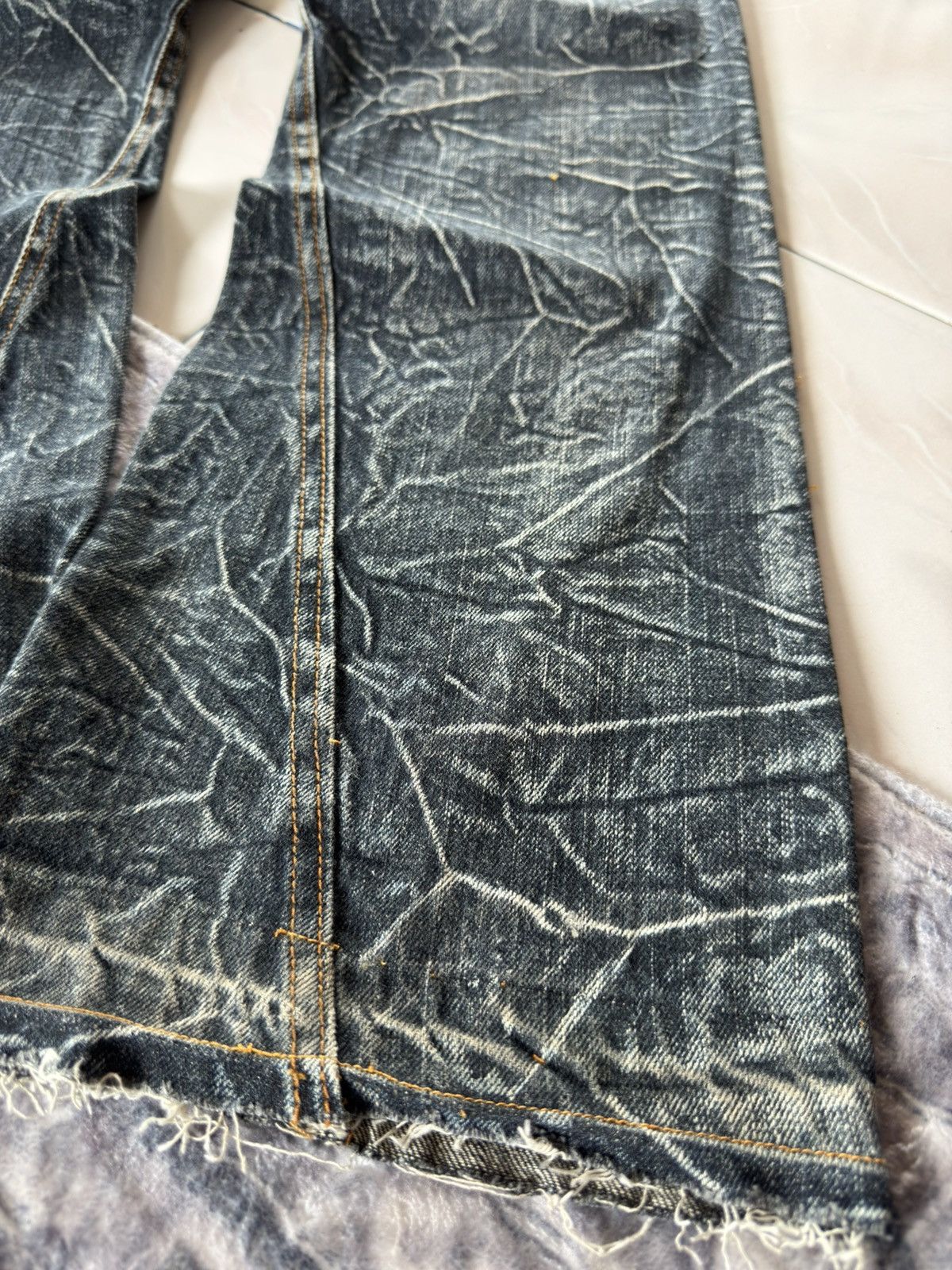 If Six Was Nine Nylaus Japan Shatter Wash Spiral Glam Flared Jeans Size US 30 / EU 46 - 20 Thumbnail