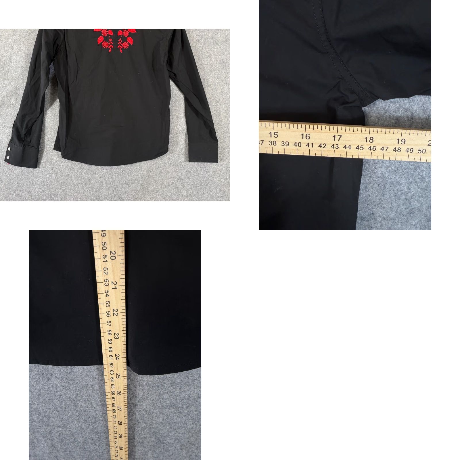 Vintage Ace of Diamond Western Shirt Womens S Black Red Embroidered Pearl Snap NWT Size S / US 4 / IT 40 - 9 Thumbnail