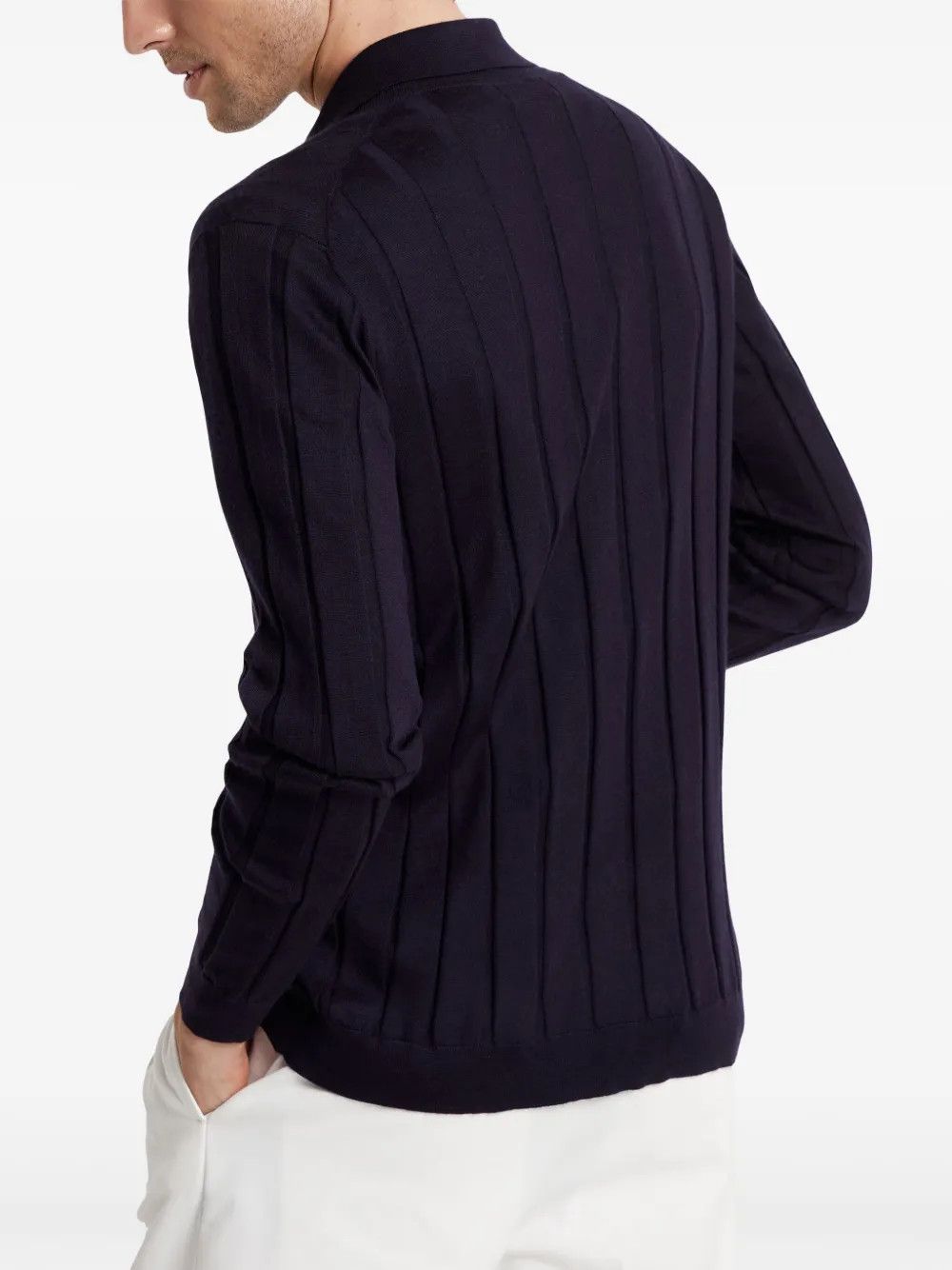 Brunello Cucinelli o1w1db10326 Ribbed Cashmere Cardigan in Navy Blue Size US M / EU 48-50 / 2 - 3 Thumbnail