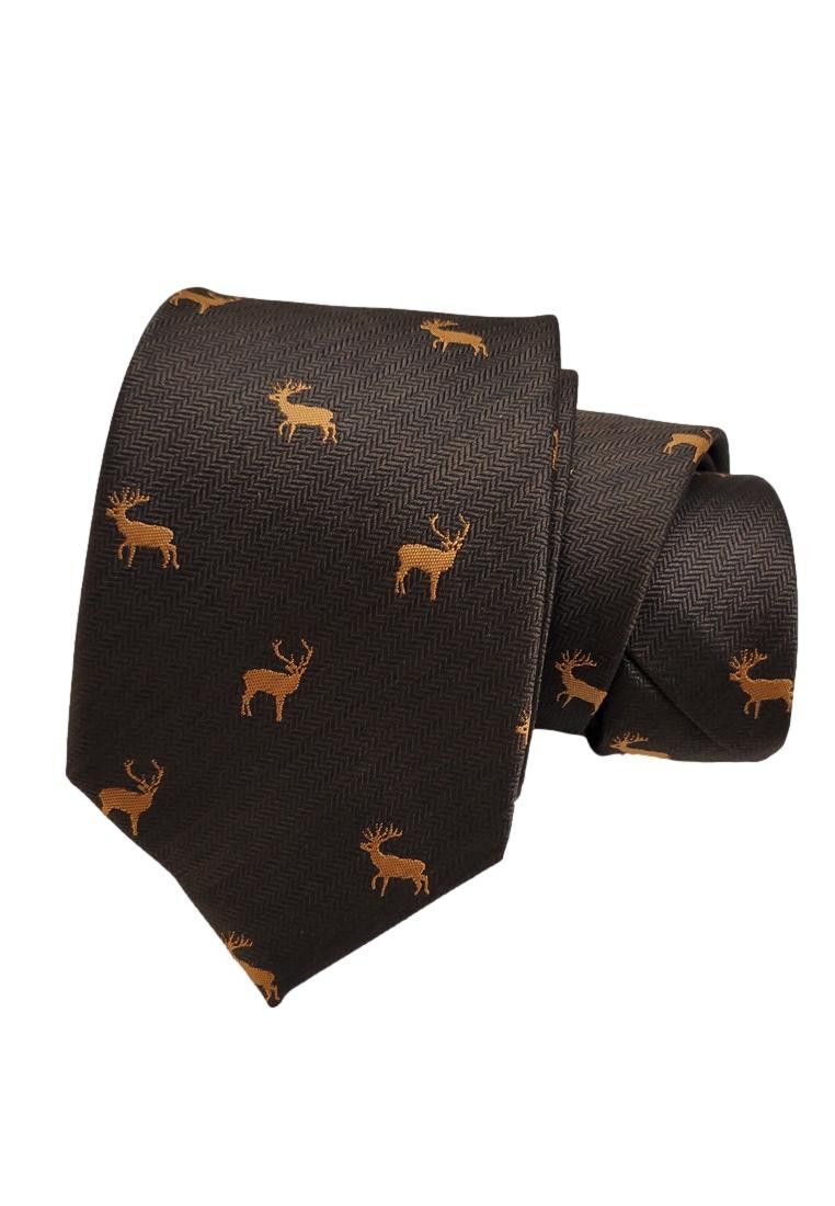 The Unbranded Brand Brown Deer Pattern Men Tie Necktie Size ONE SIZE - 1 Thumbnail